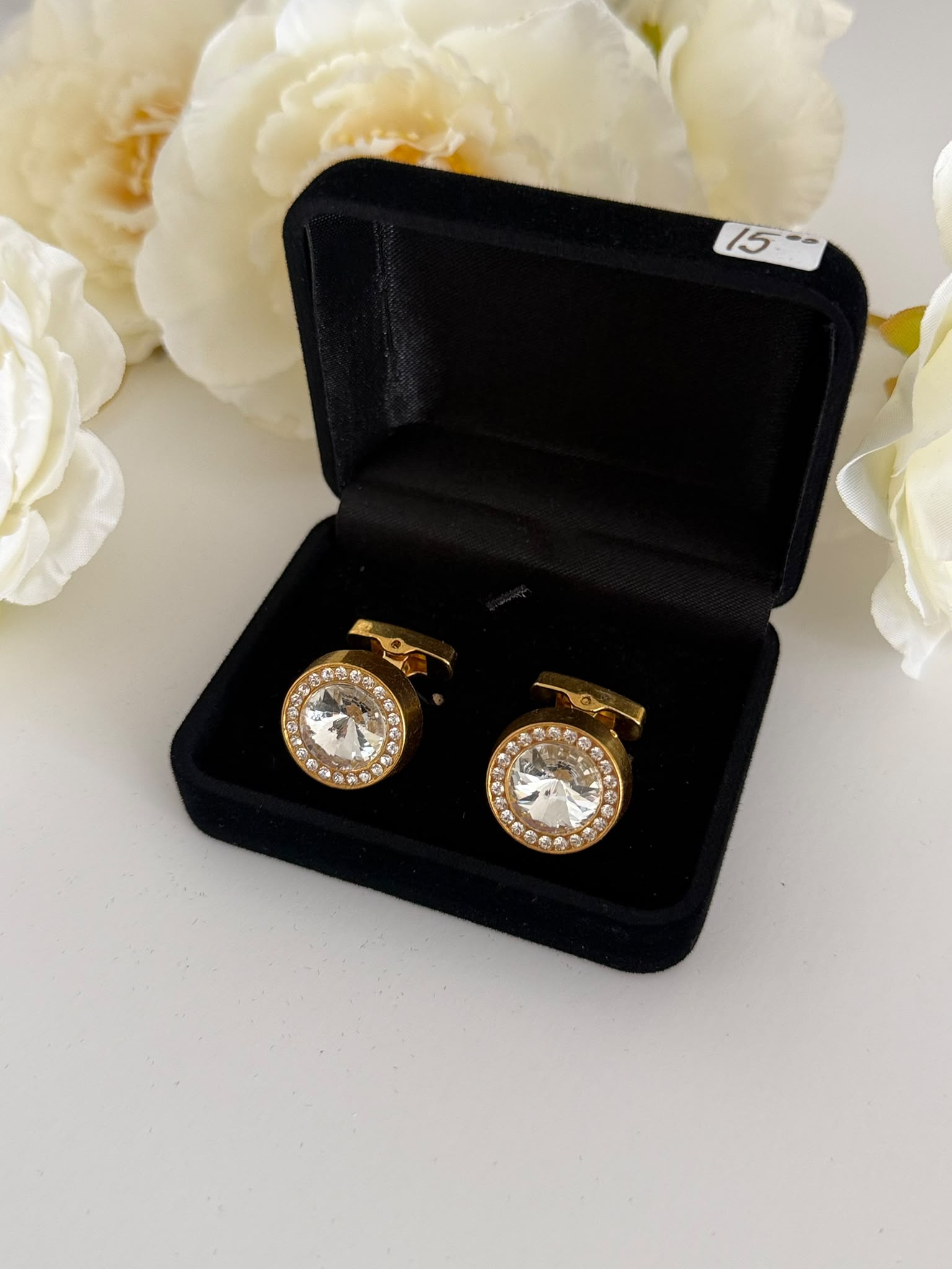 Luxury Gold Crystal Halo Cufflinks