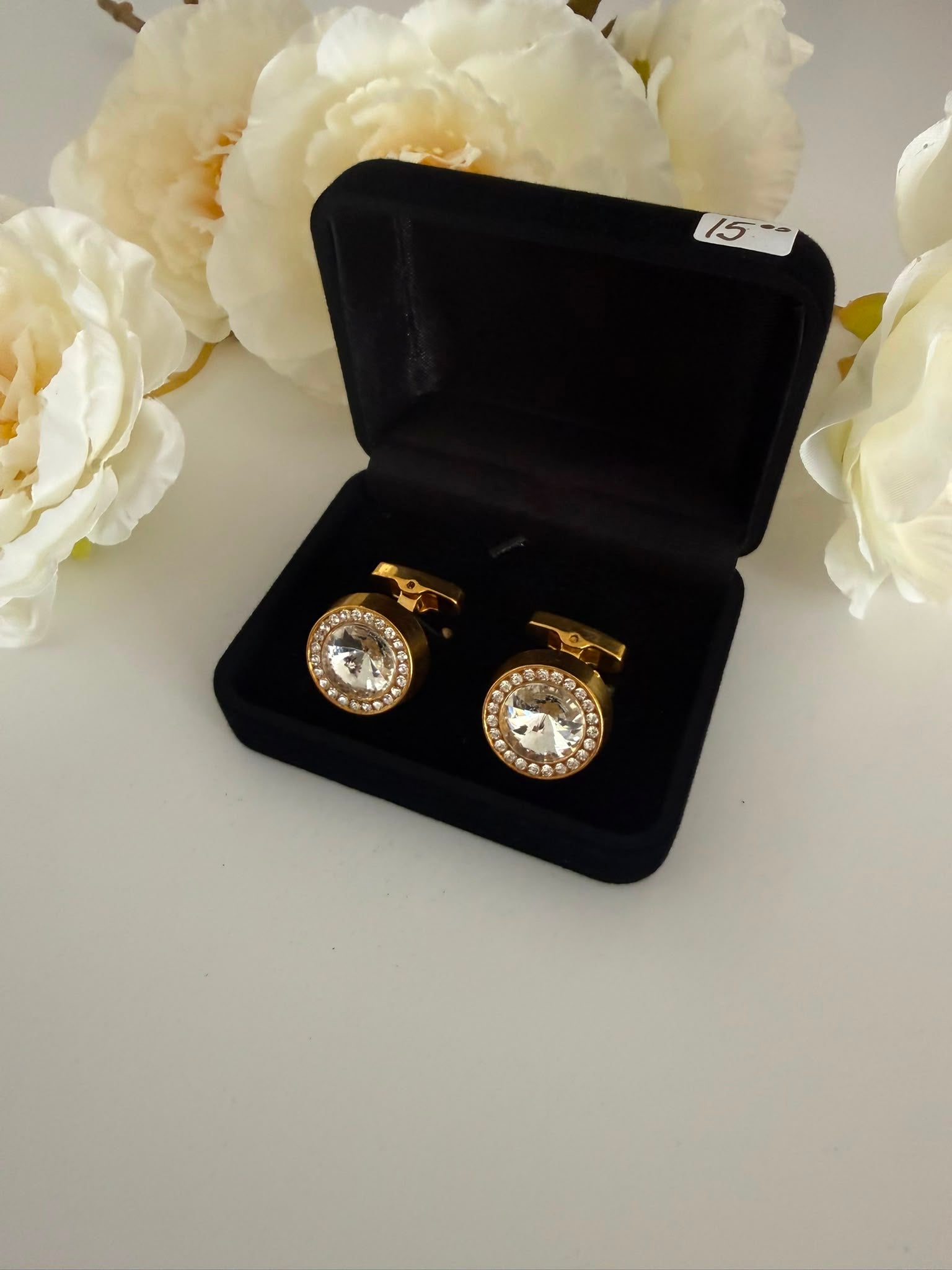 Luxury Gold Crystal Halo Cufflinks