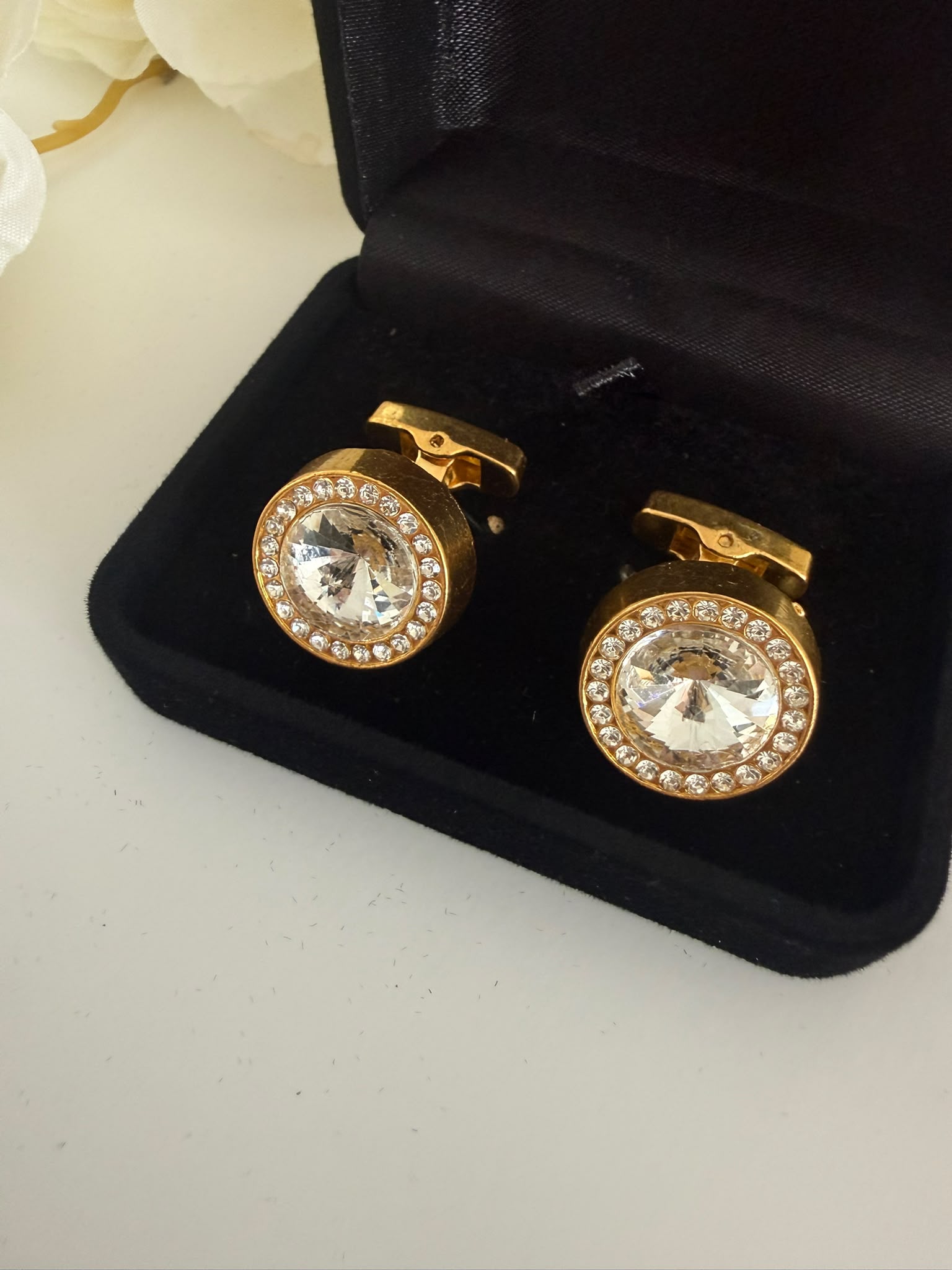Luxury Gold Crystal Halo Cufflinks