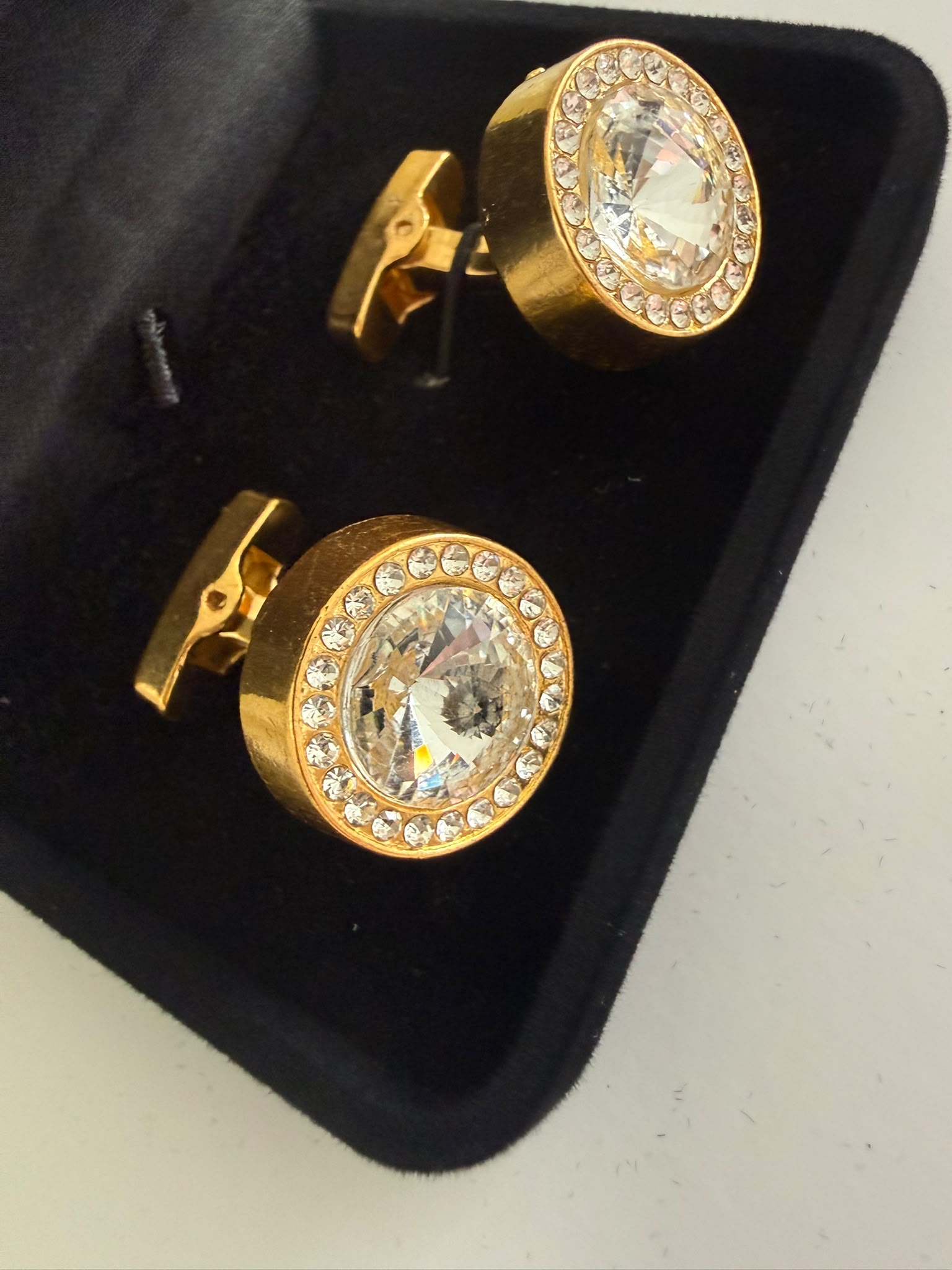 Luxury Gold Crystal Halo Cufflinks