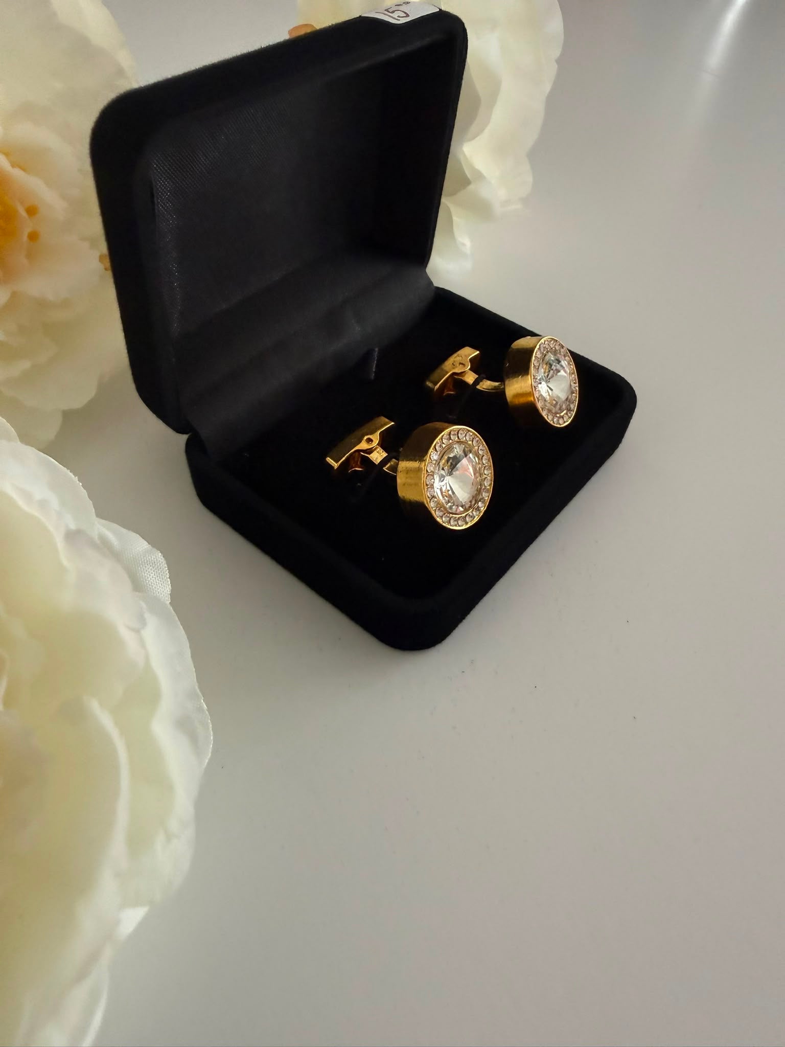 Luxury Gold Crystal Halo Cufflinks