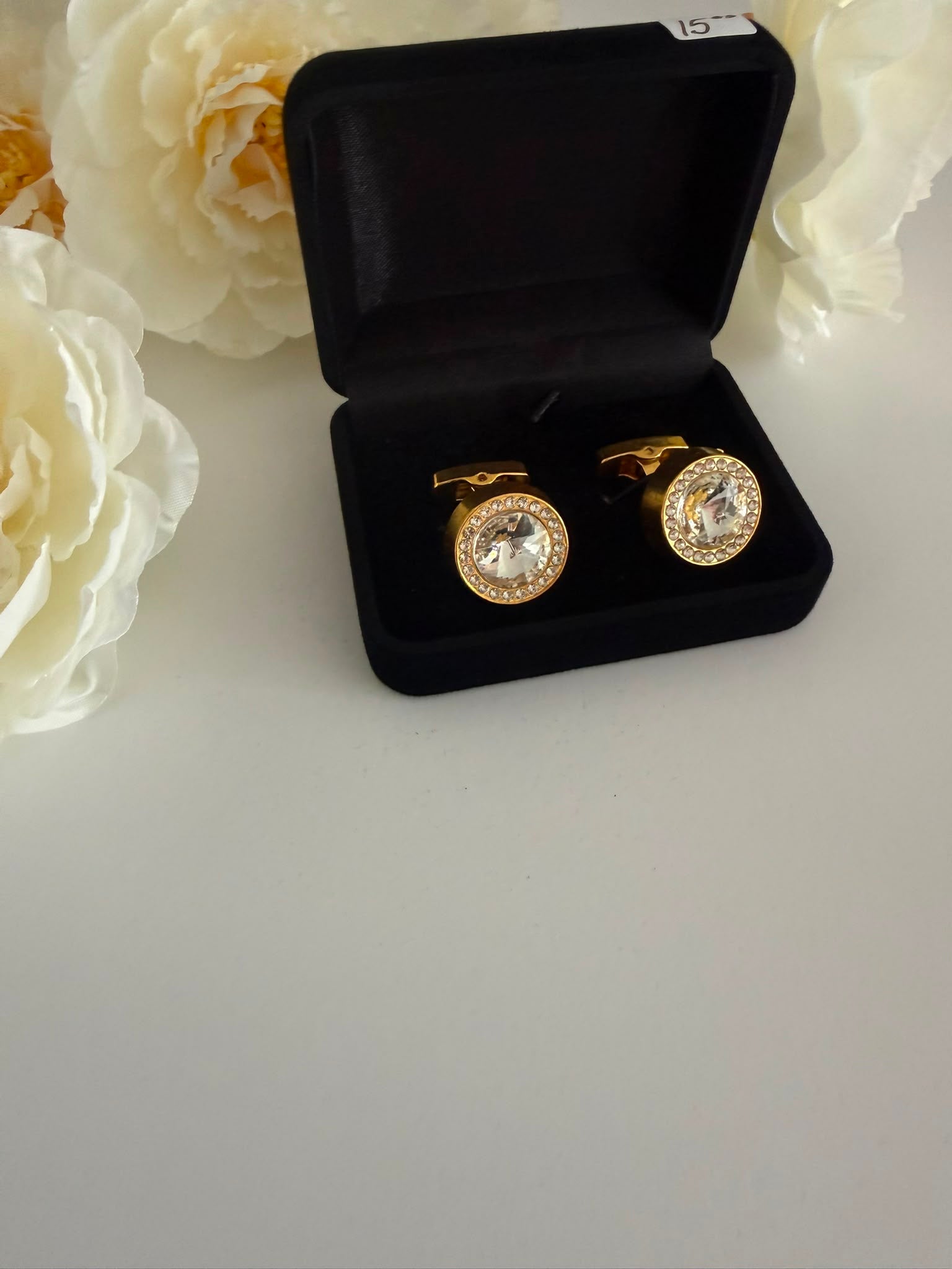 Luxury Gold Crystal Halo Cufflinks