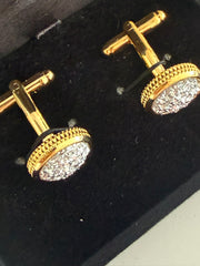Luxury Gold Druzy Crystal Round Cufflinks