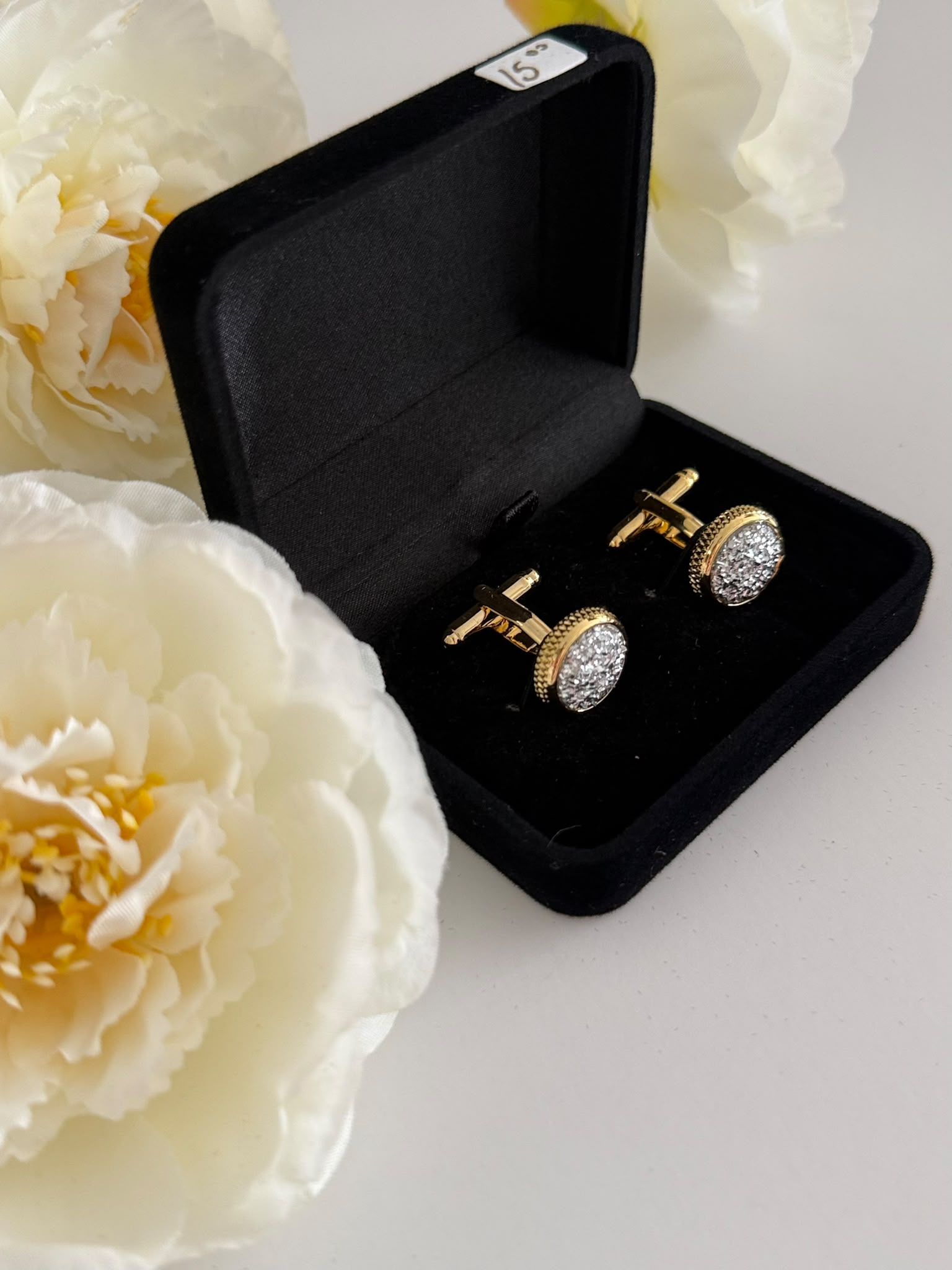 Luxury Gold Druzy Crystal Round Cufflinks