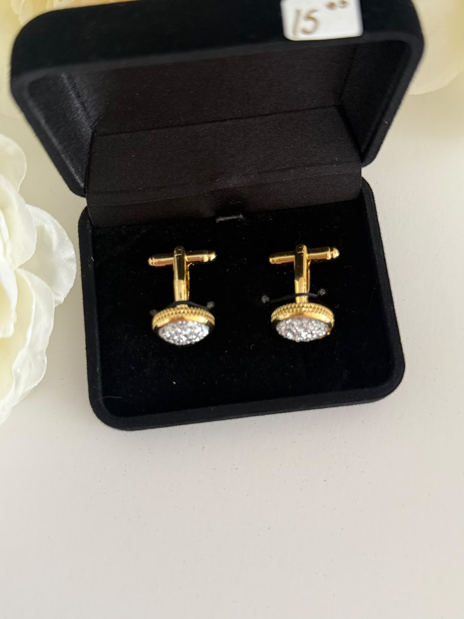 Luxury Gold Druzy Crystal Round Cufflinks