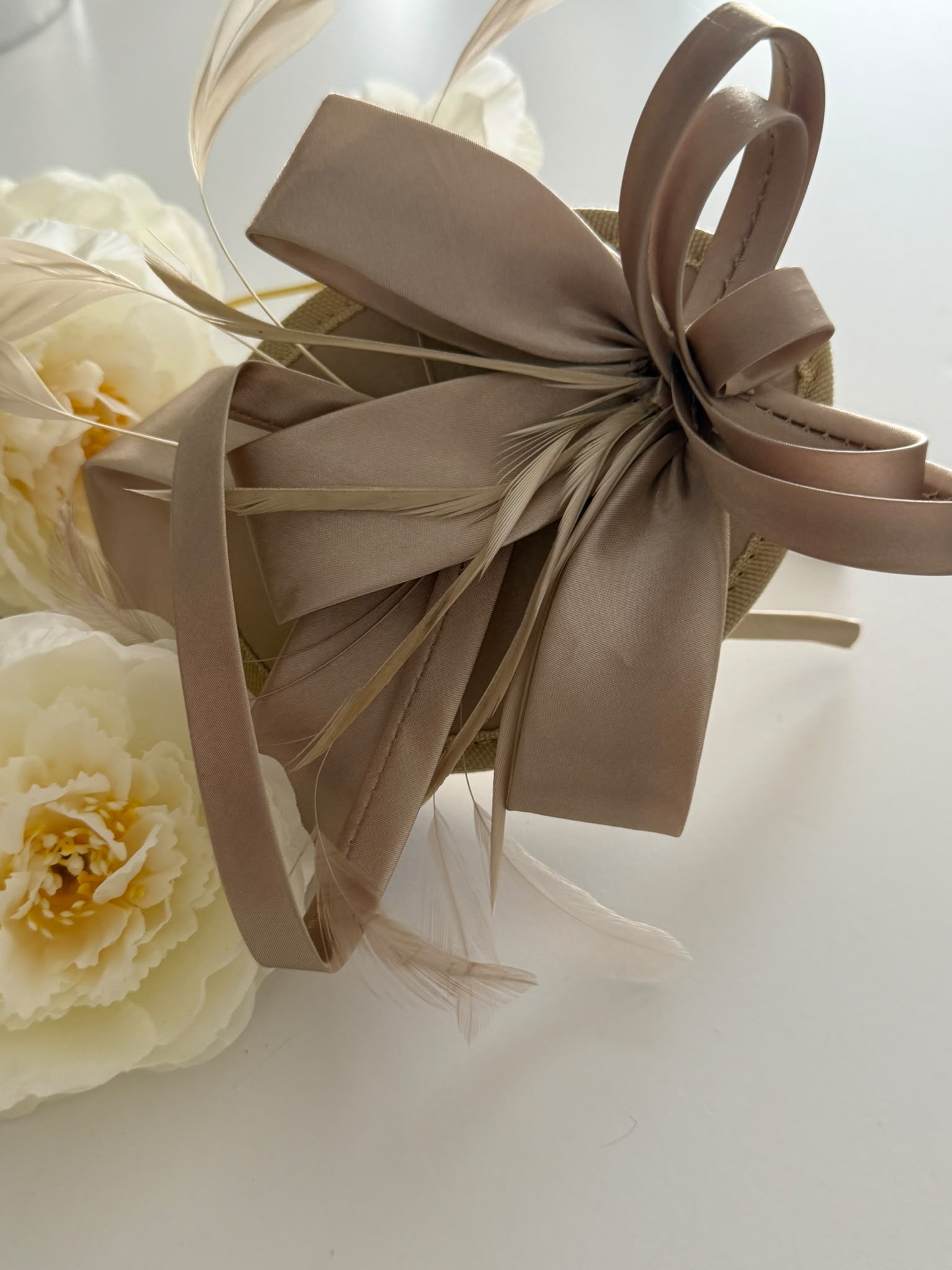 Feather & Satin Bow Wedding Headpiece