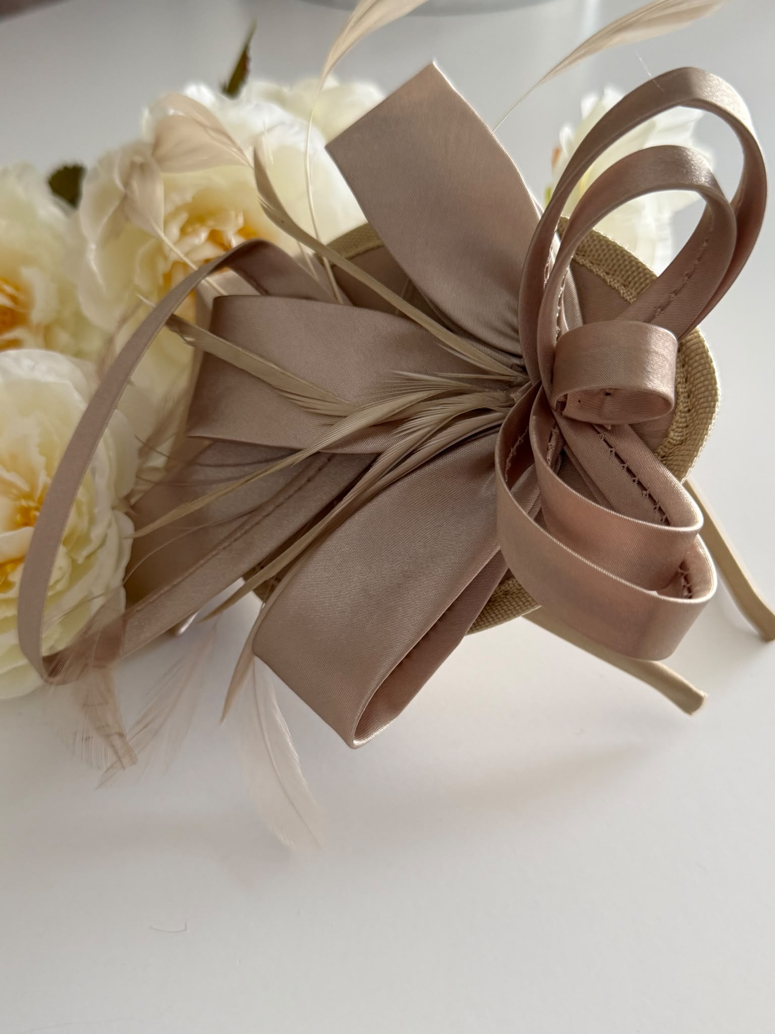 Feather & Satin Bow Wedding Headpiece