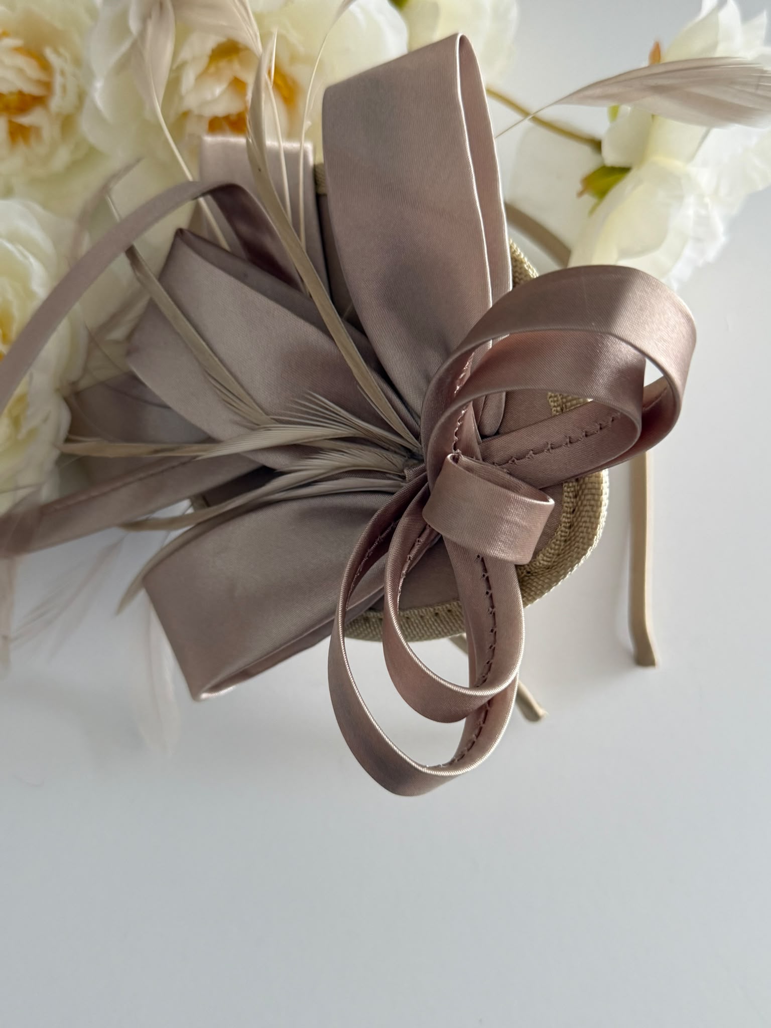 Feather & Satin Bow Wedding Headpiece