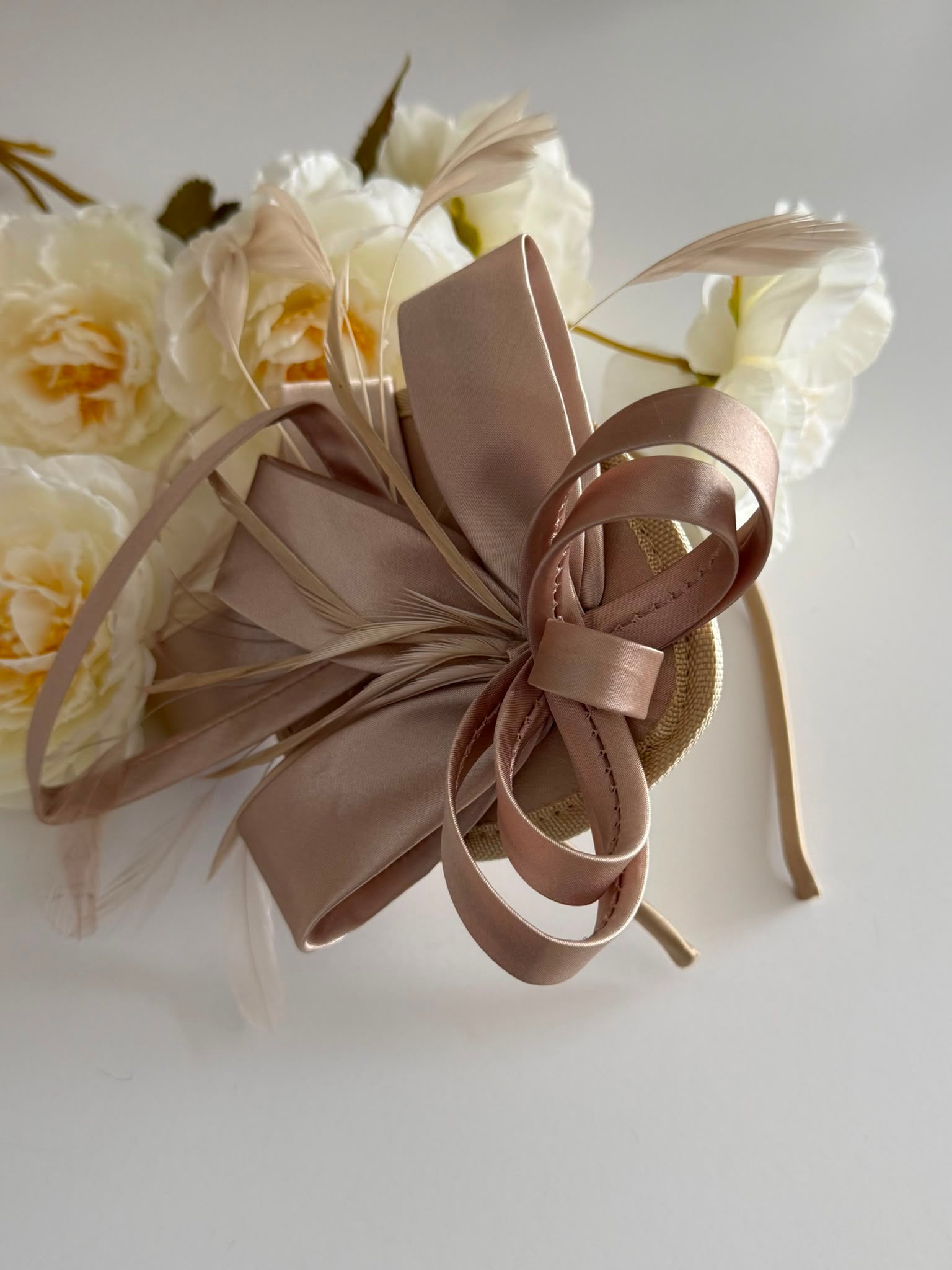 Feather & Satin Bow Wedding Headpiece