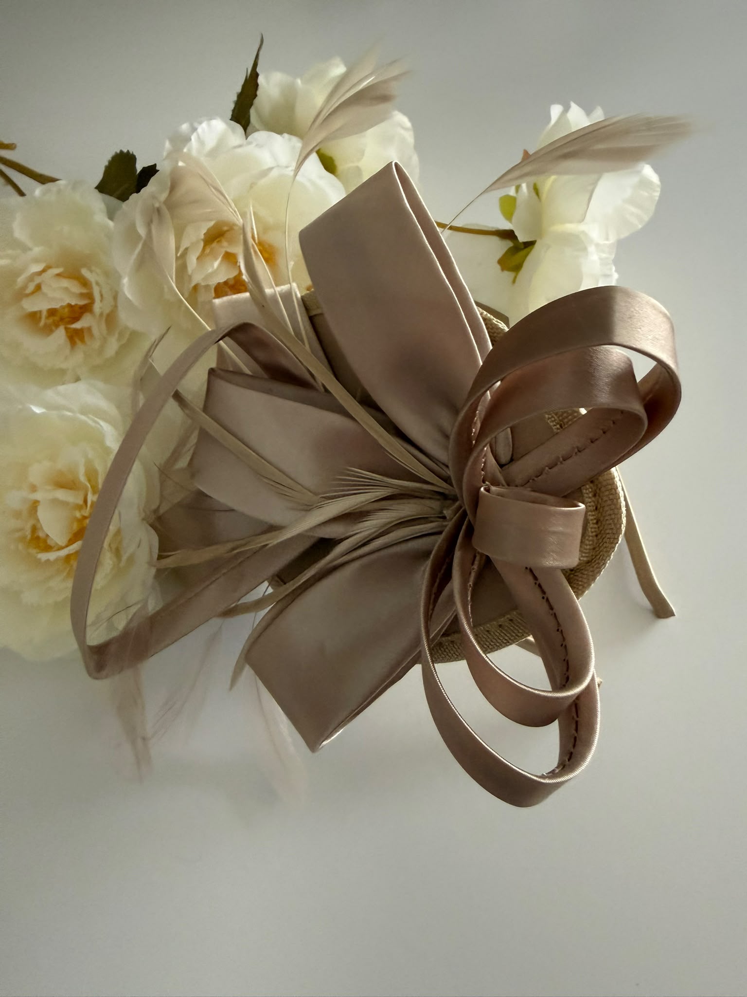 Feather & Satin Bow Wedding Headpiece