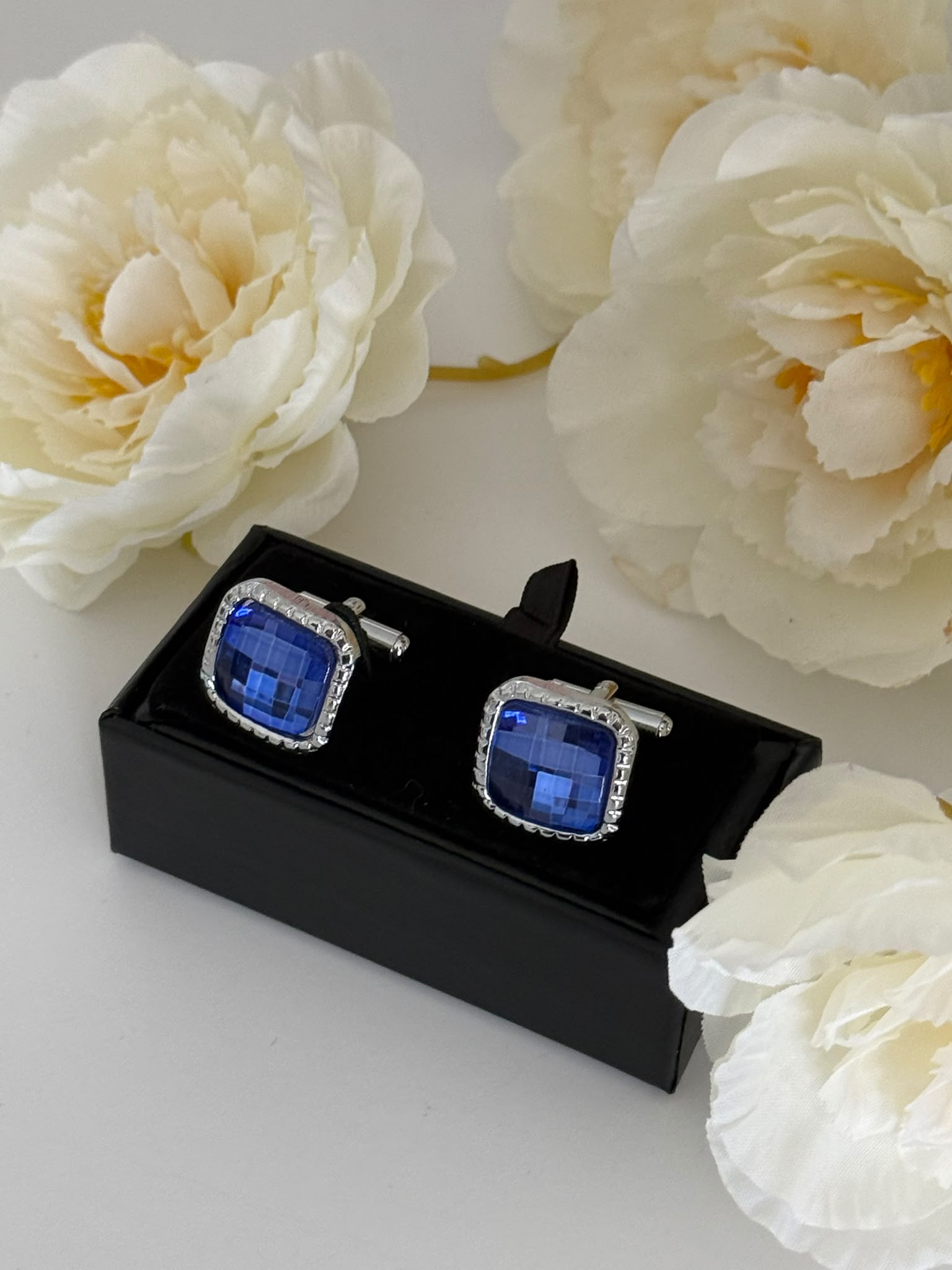 Luxury Blue Square Cufflinks for Men