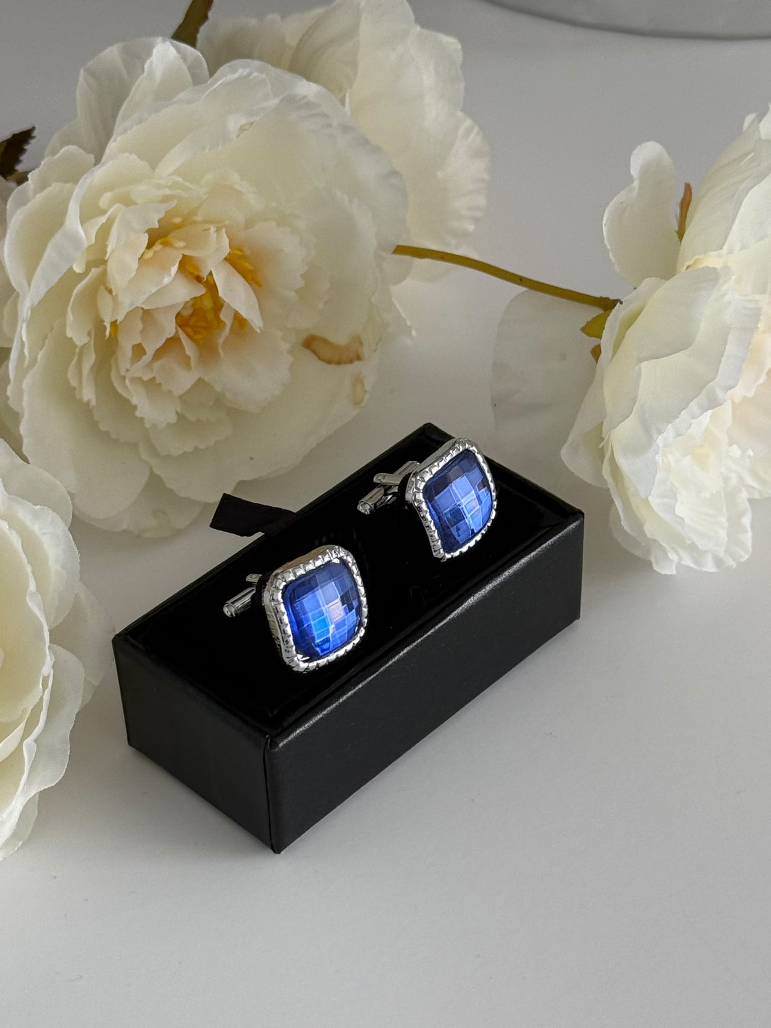 Luxury Blue Square Cufflinks for Men