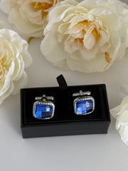 Luxury Blue Square Cufflinks for Men