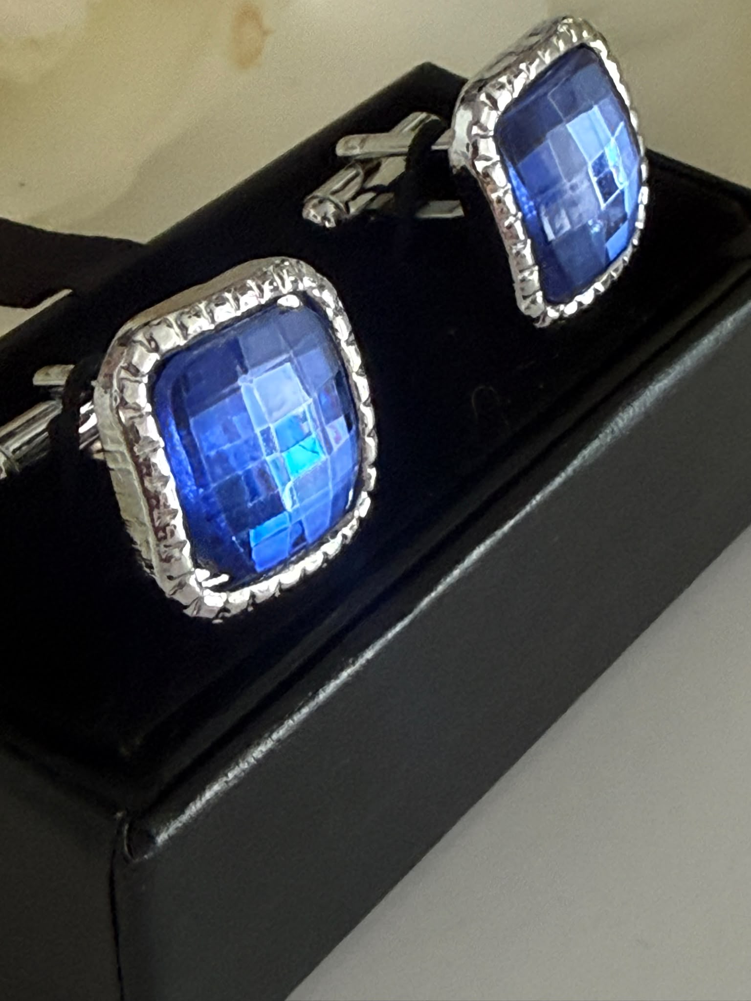 Luxury Blue Square Cufflinks for Men