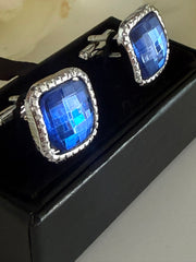 Luxury Blue Square Cufflinks for Men