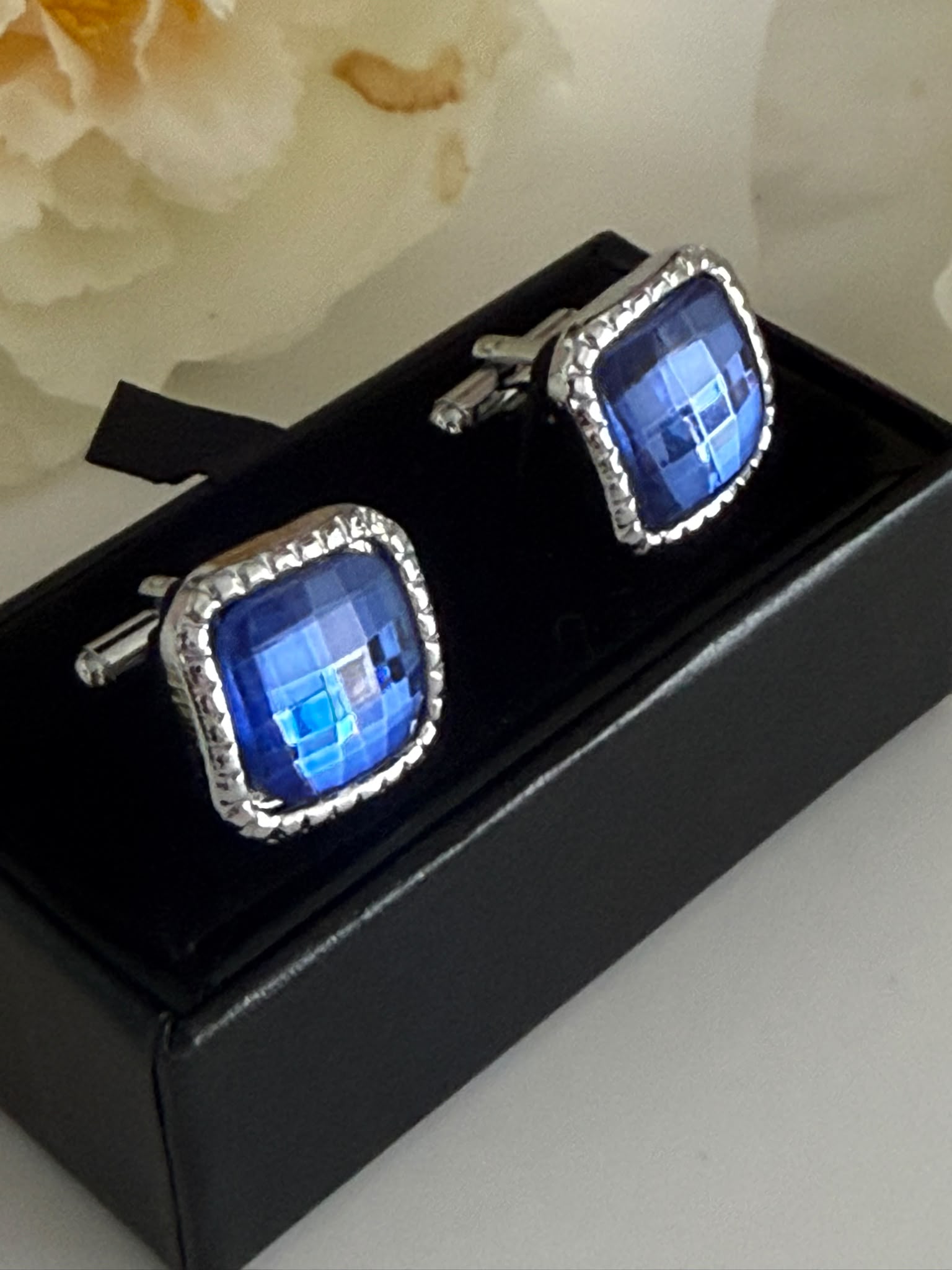 Luxury Blue Square Cufflinks for Men