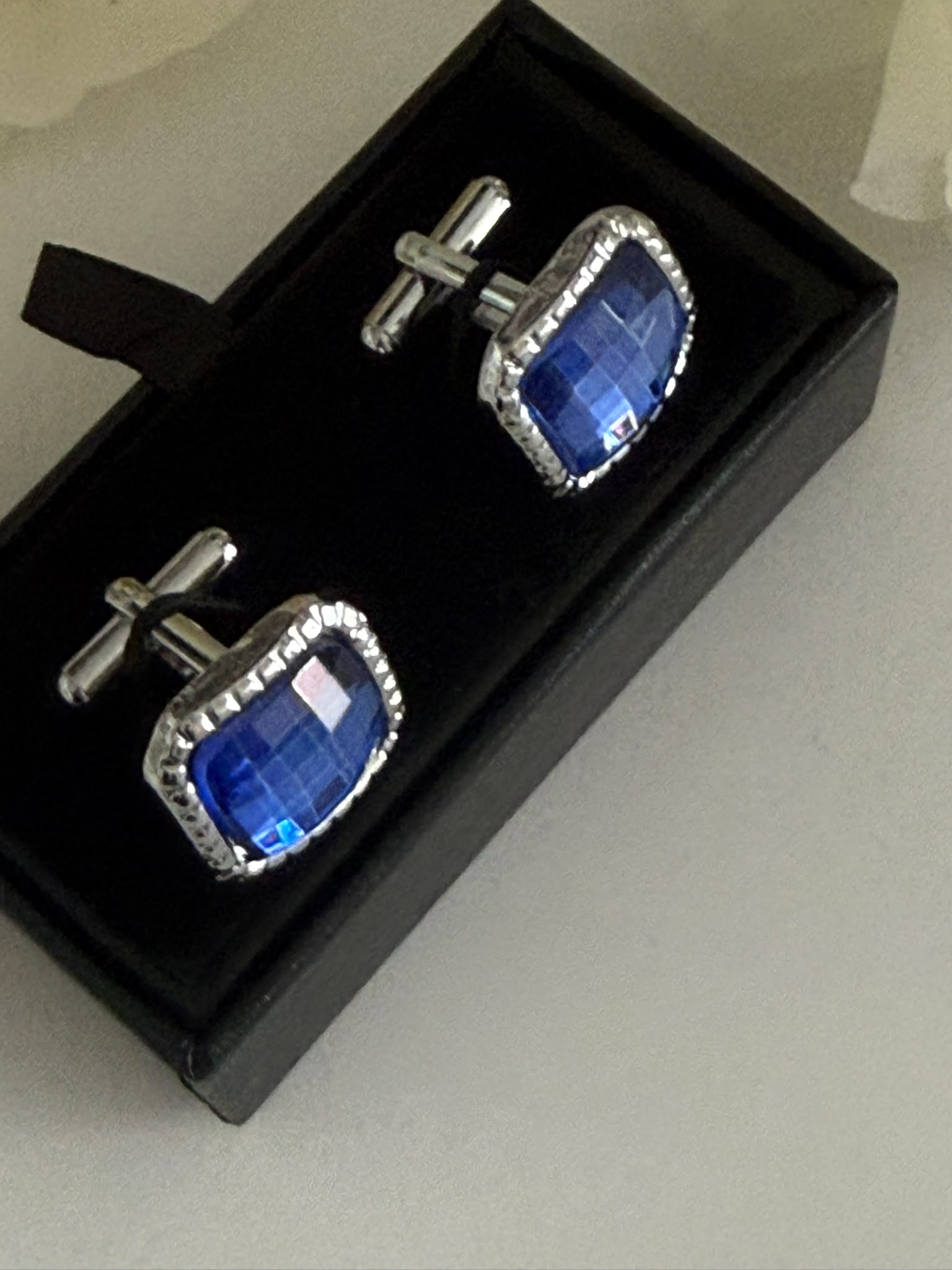 Luxury Blue Square Cufflinks for Men