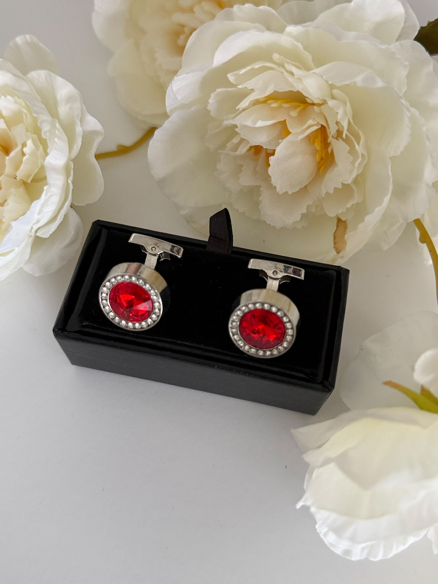 Red Round Cufflinks for Men
