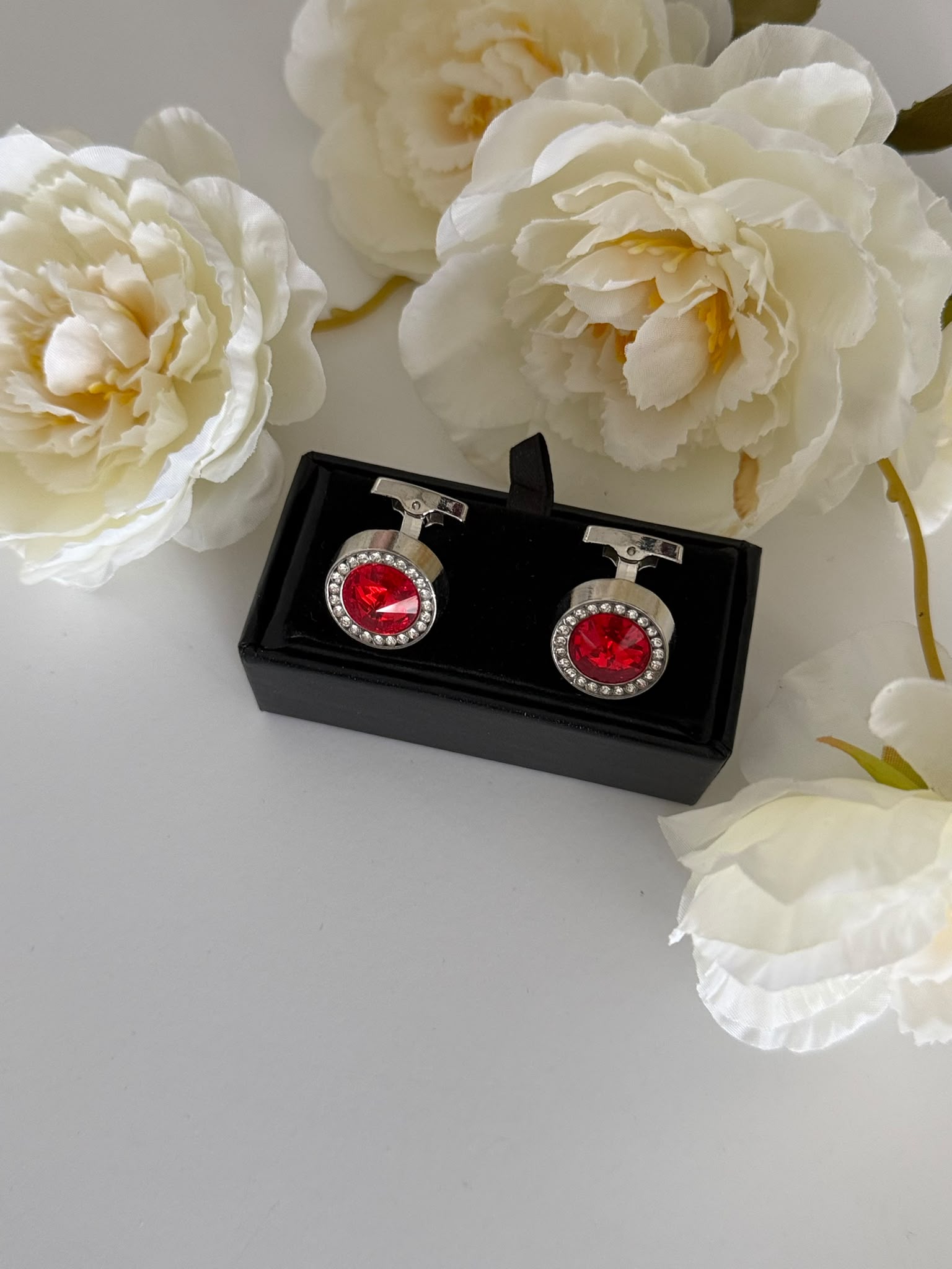 Red Round Cufflinks for Men