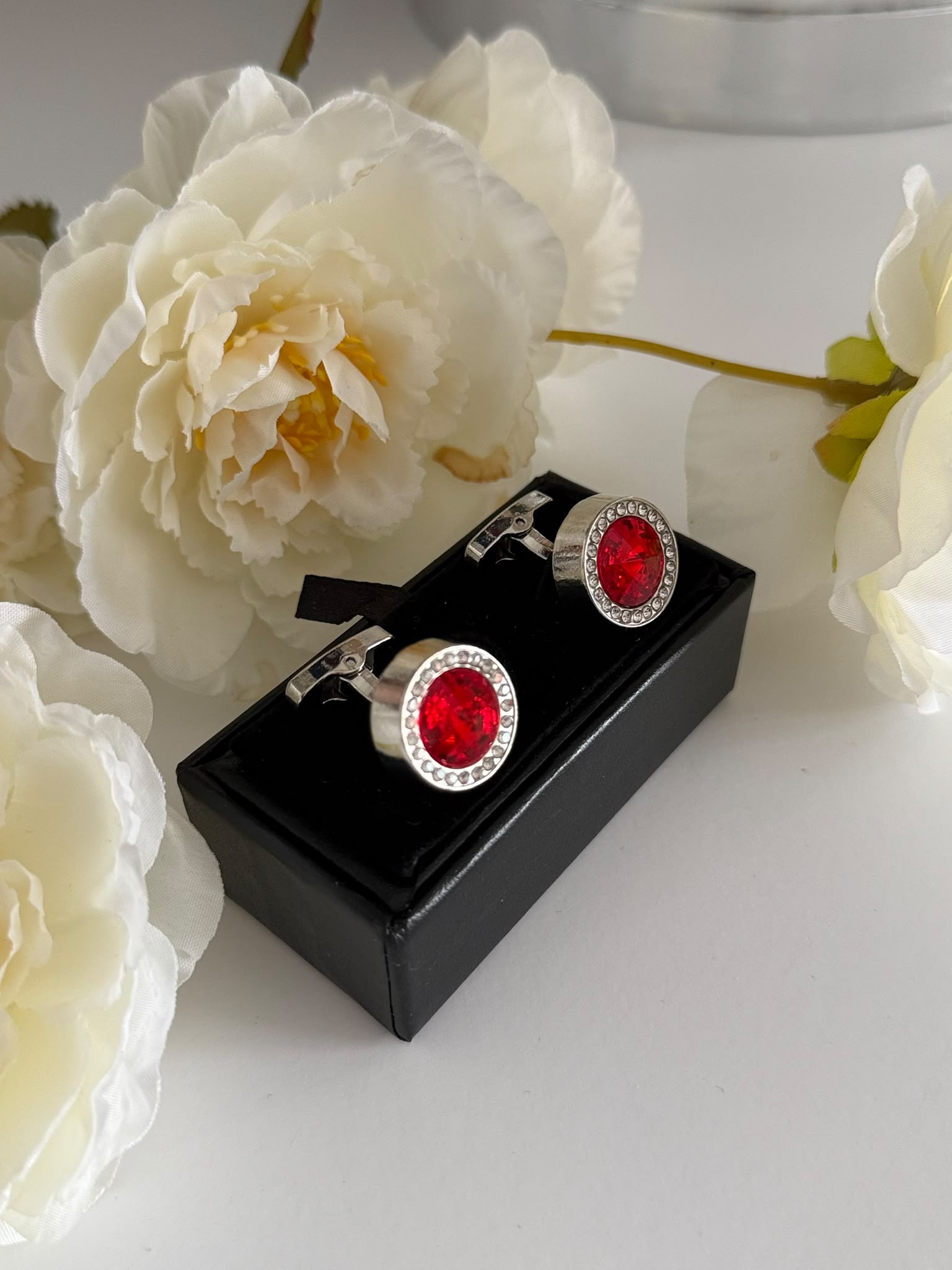 Red Round Cufflinks for Men