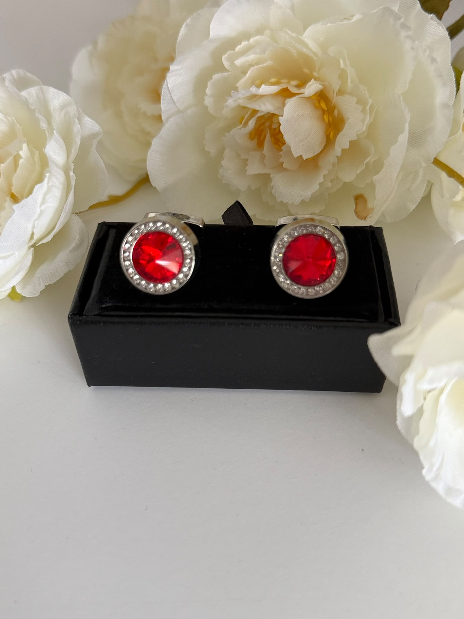 Red Round Cufflinks for Men