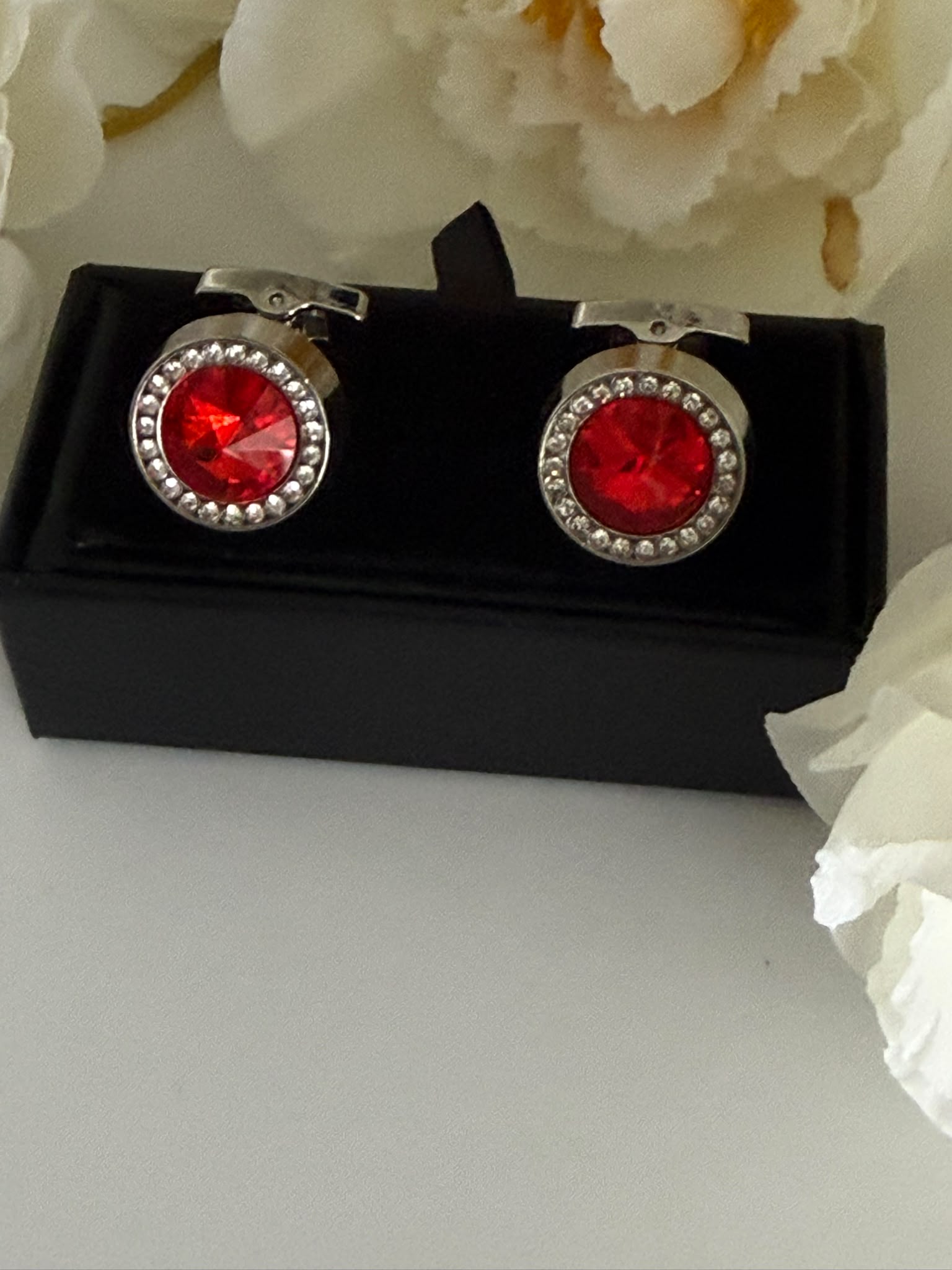 Red Round Cufflinks for Men