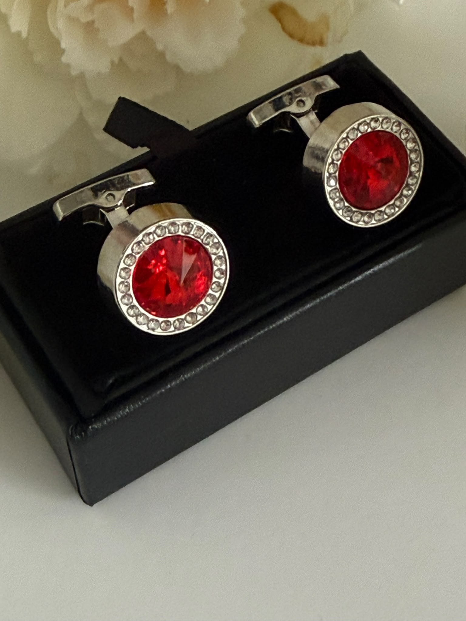 Red Round Cufflinks for Men