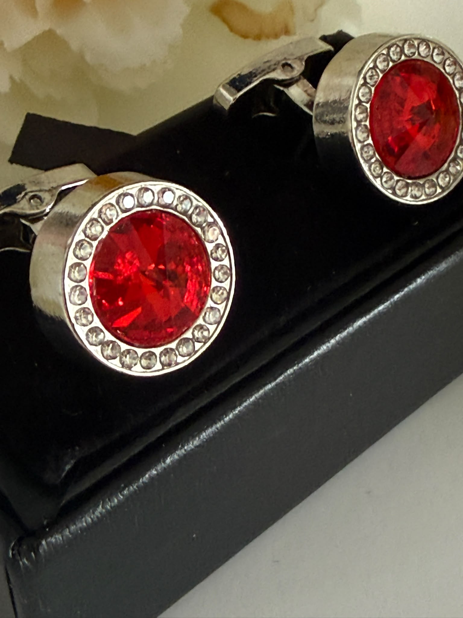 Red Round Cufflinks for Men