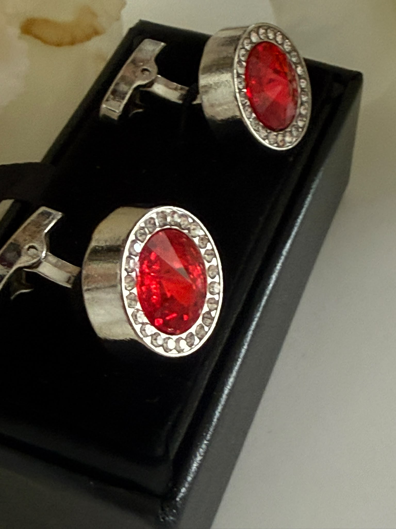 Red Round Cufflinks for Men