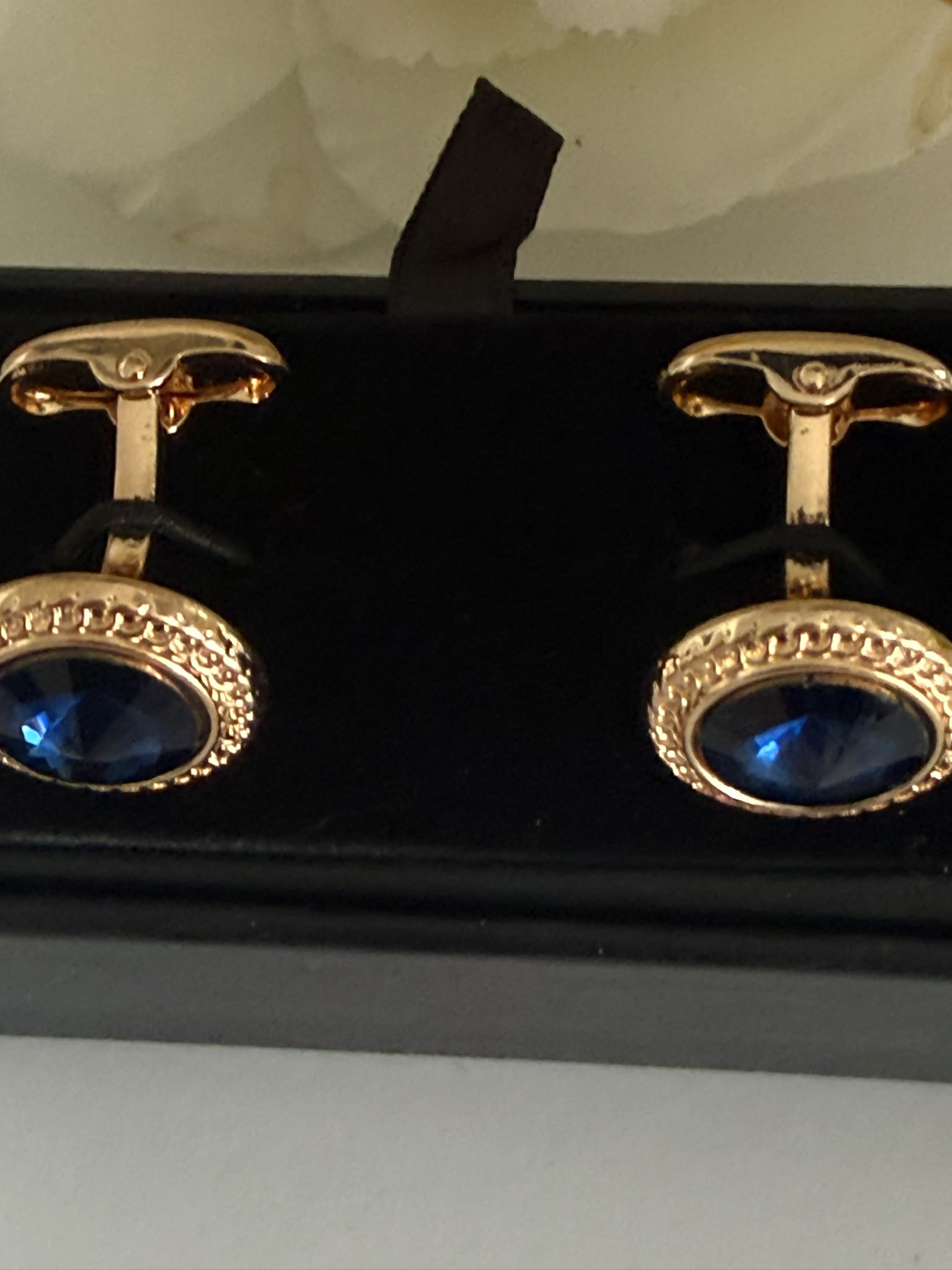 Golden Blue Crystal Cufflinks for Men