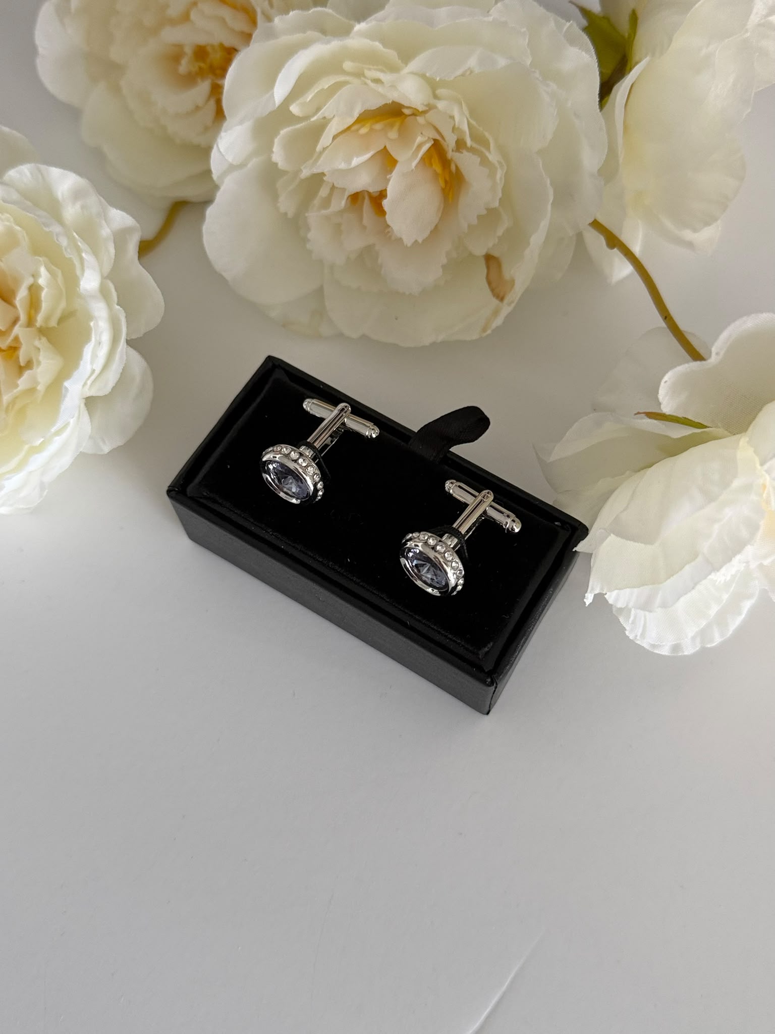 Golden Blue Crystal Cufflinks for Men
