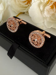 Luxury Rose Gold Tone Crystal Cufflinks
