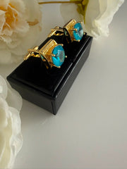 Luxury Golden Blue Crystal Cufflinks