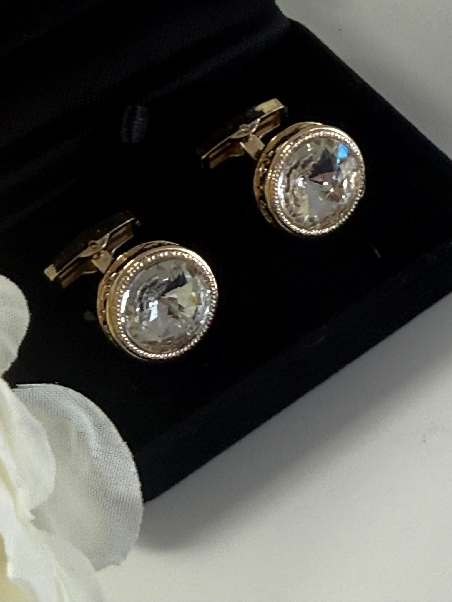 Luxury Golden Crystal Cufflinks for Men