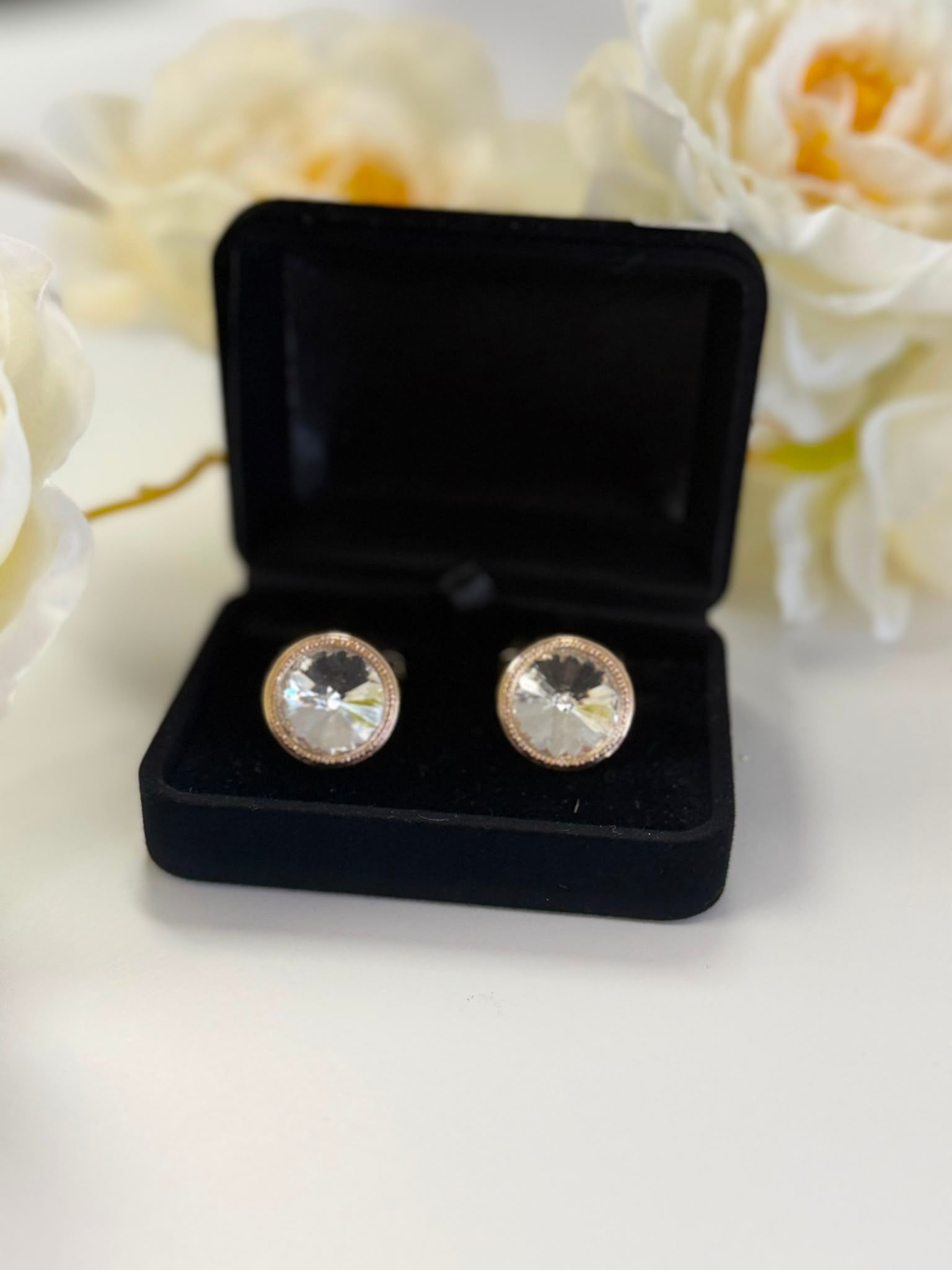 Luxury Golden Crystal Cufflinks for Men
