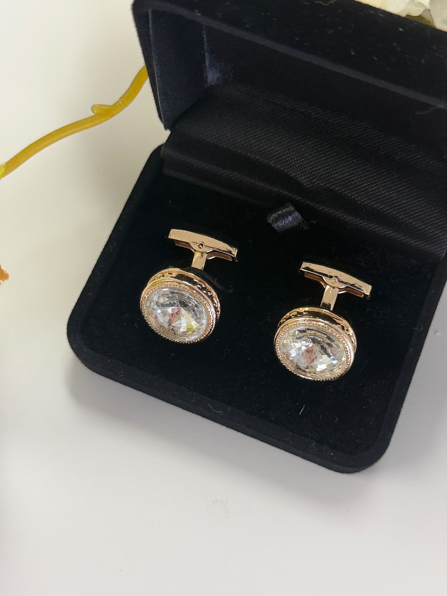 Luxury Golden Crystal Cufflinks for Men