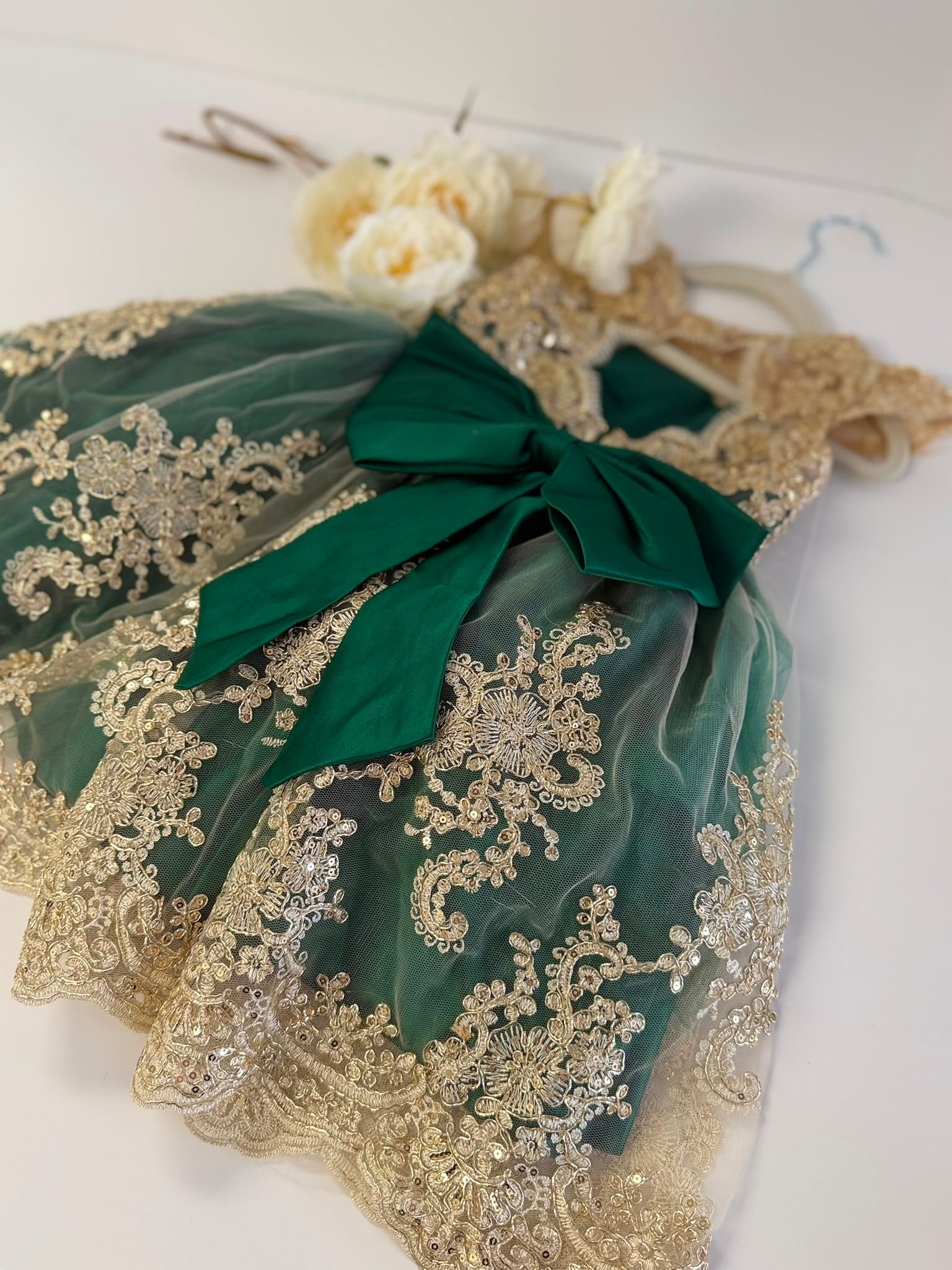 Emerald Green Flower Girl Dress for Girls 3–4 Years