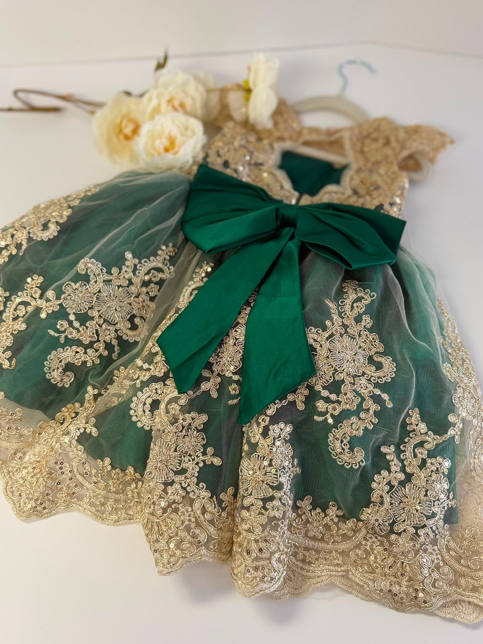 Emerald Green Flower Girl Dress for Girls 3–4 Years
