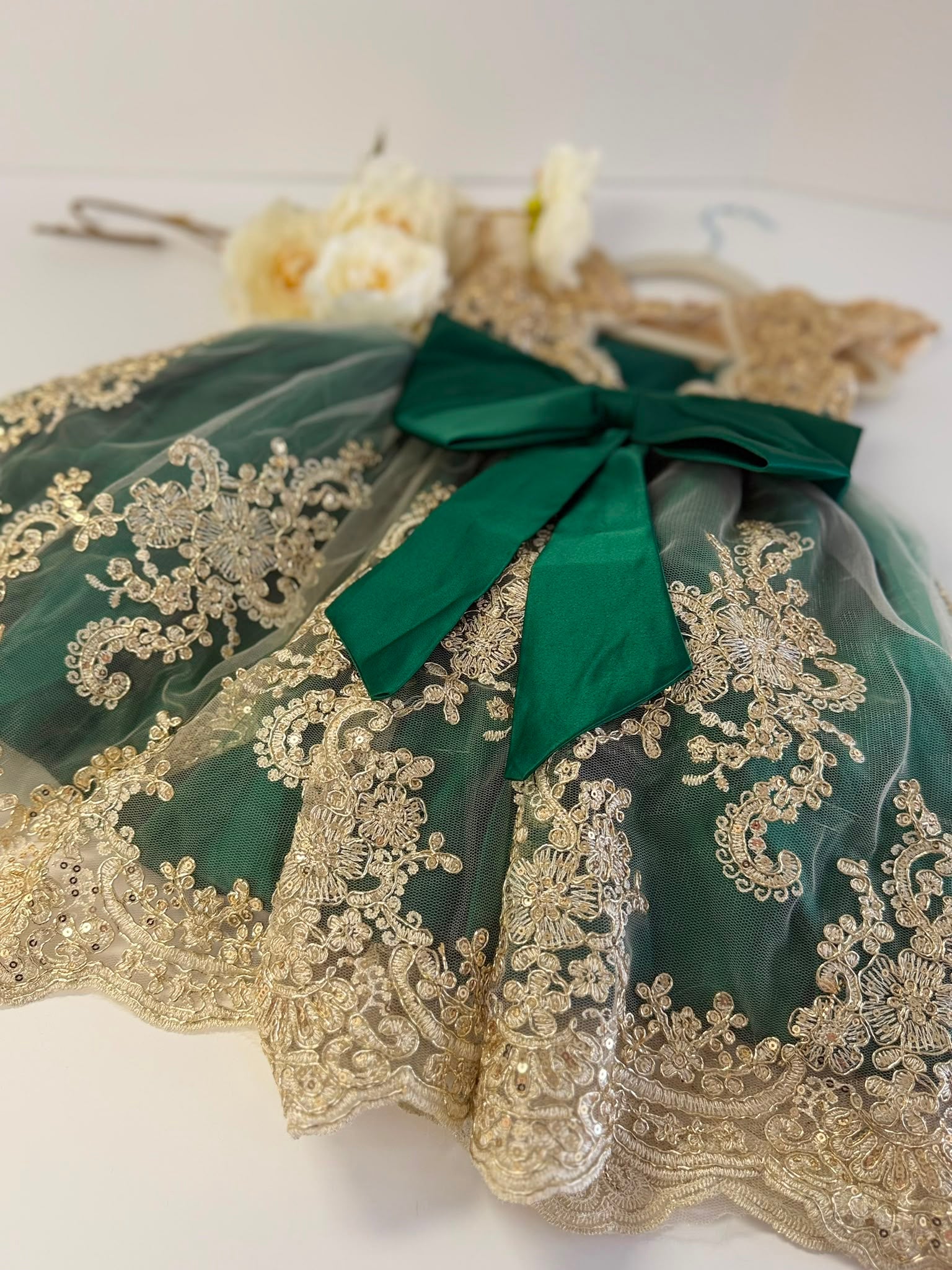 Emerald Green Flower Girl Dress for Girls 3–4 Years