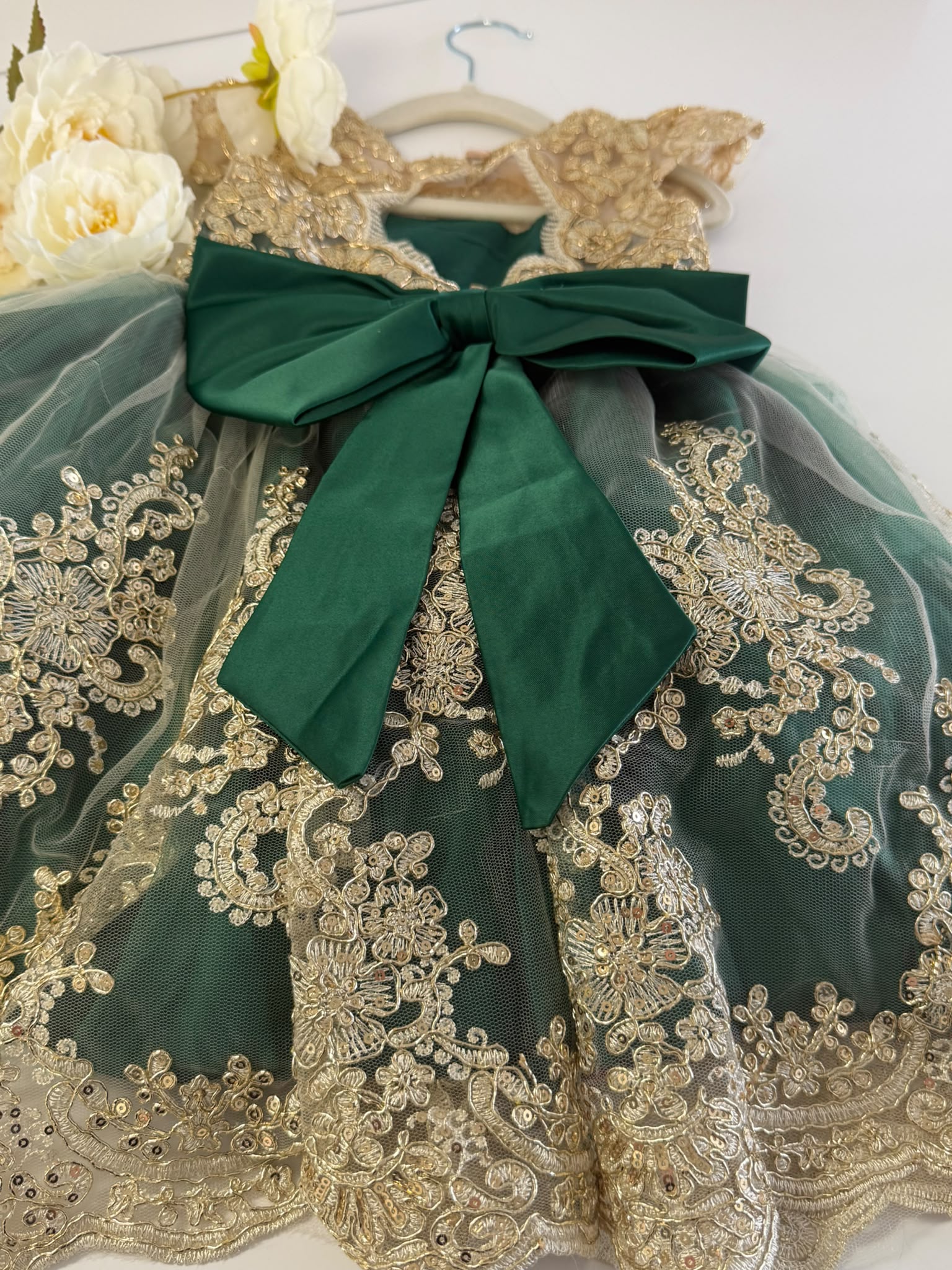 Emerald Green Flower Girl Dress for Girls 3–4 Years