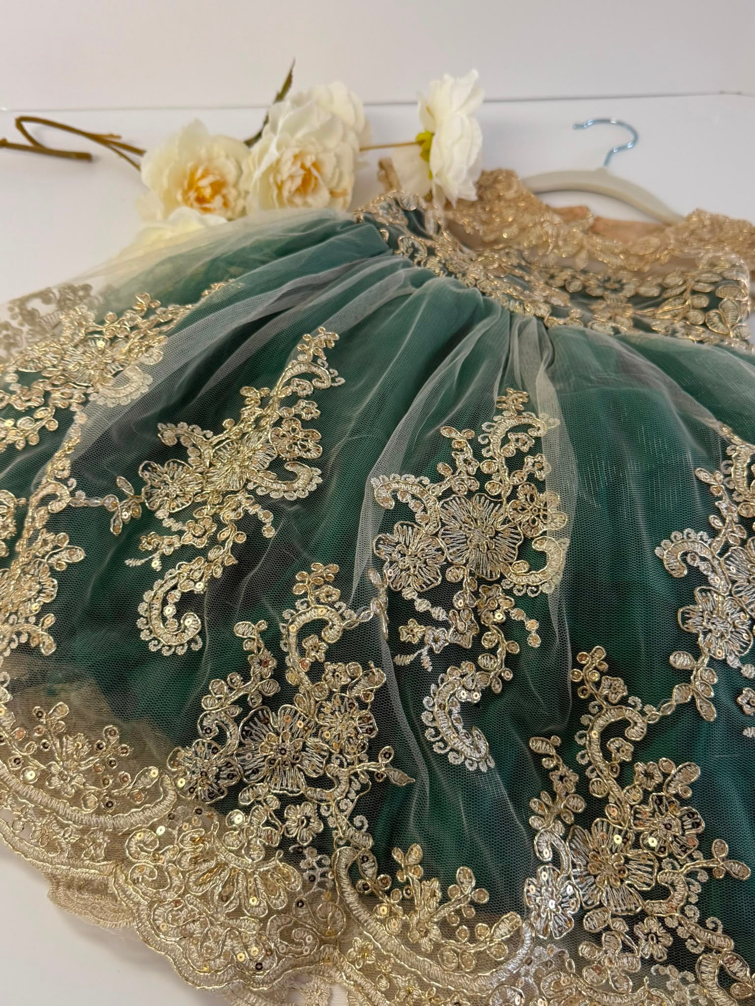 Emerald Green Flower Girl Dress for Girls 3–4 Years