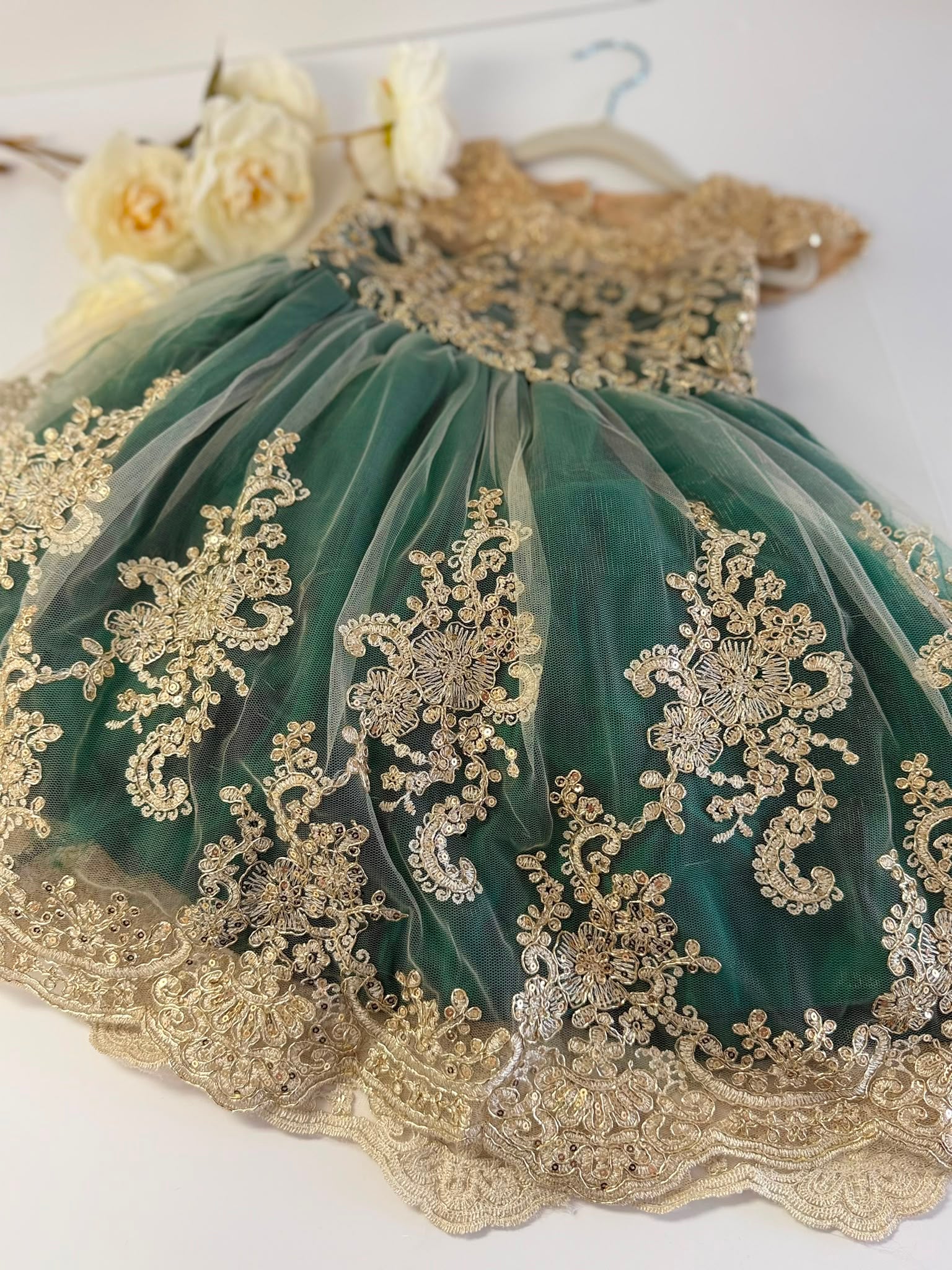 Emerald Green Flower Girl Dress for Girls 3–4 Years