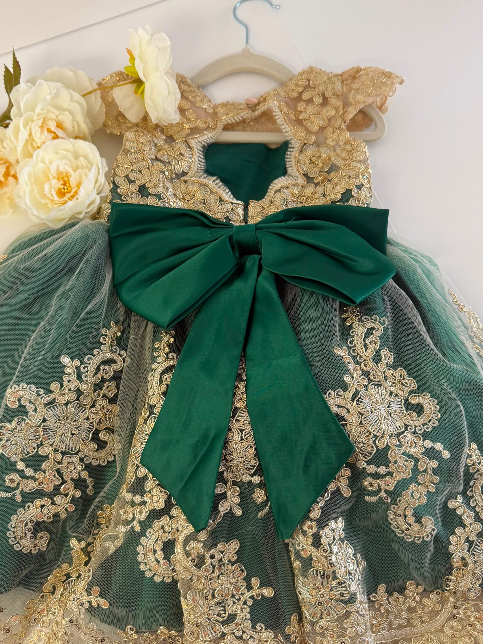 Emerald Green Flower Girl Dress for Girls 3–4 Years
