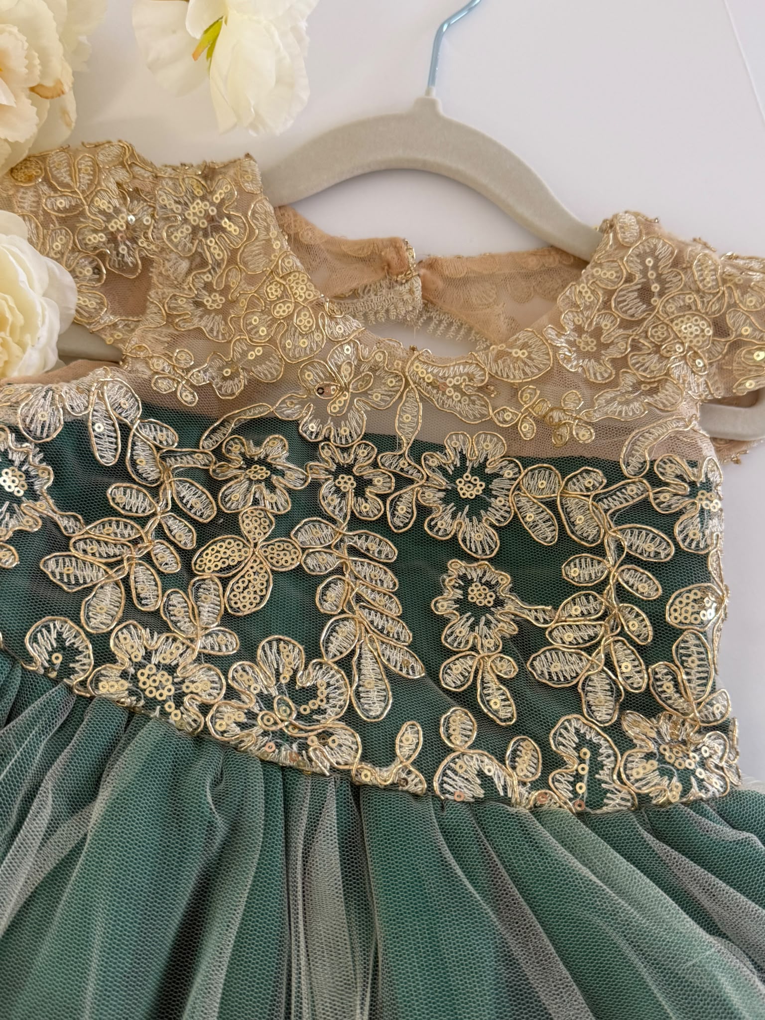 Emerald Green Flower Girl Dress for Girls 3–4 Years