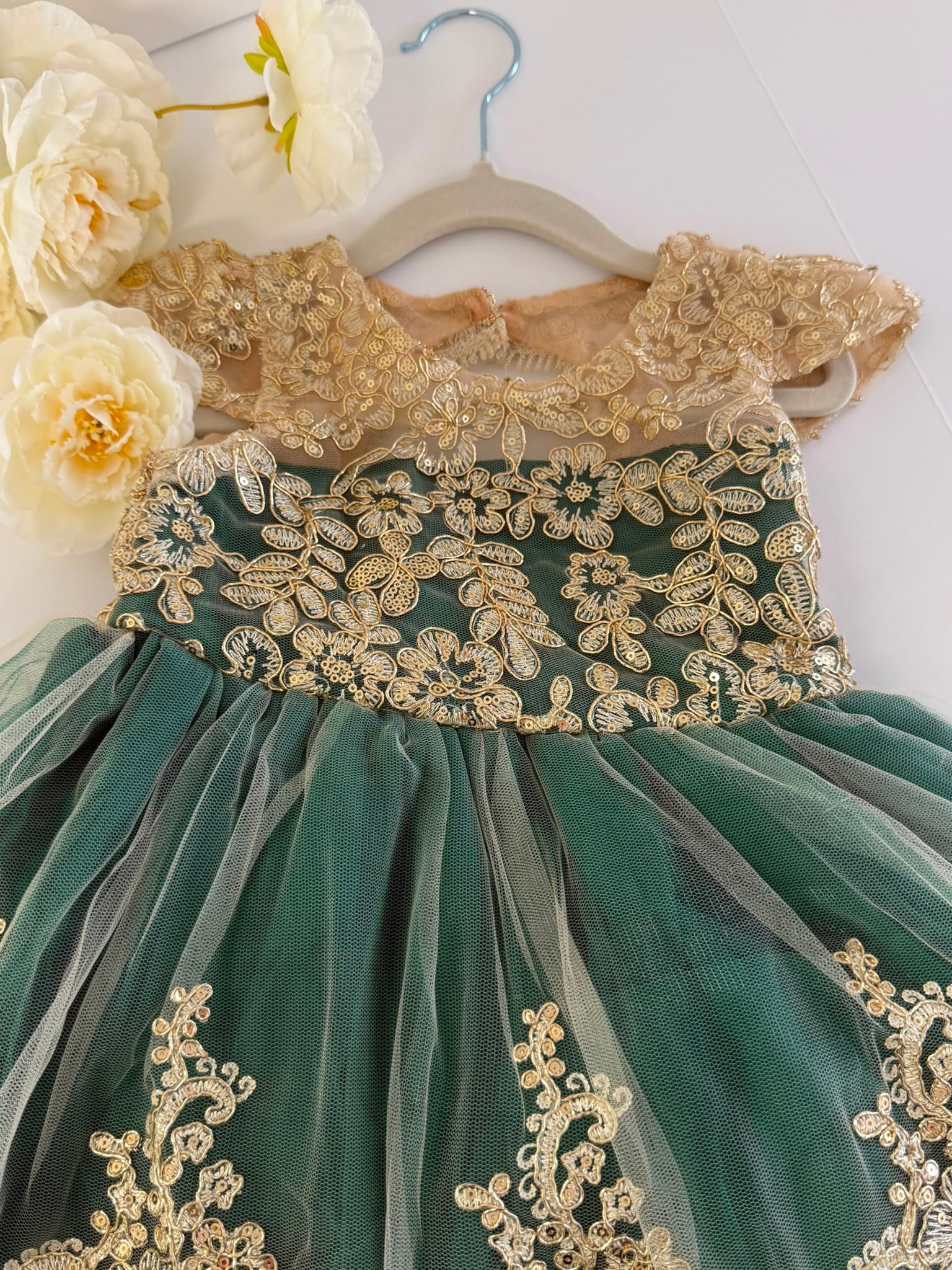 Emerald Green Flower Girl Dress for Girls 3–4 Years