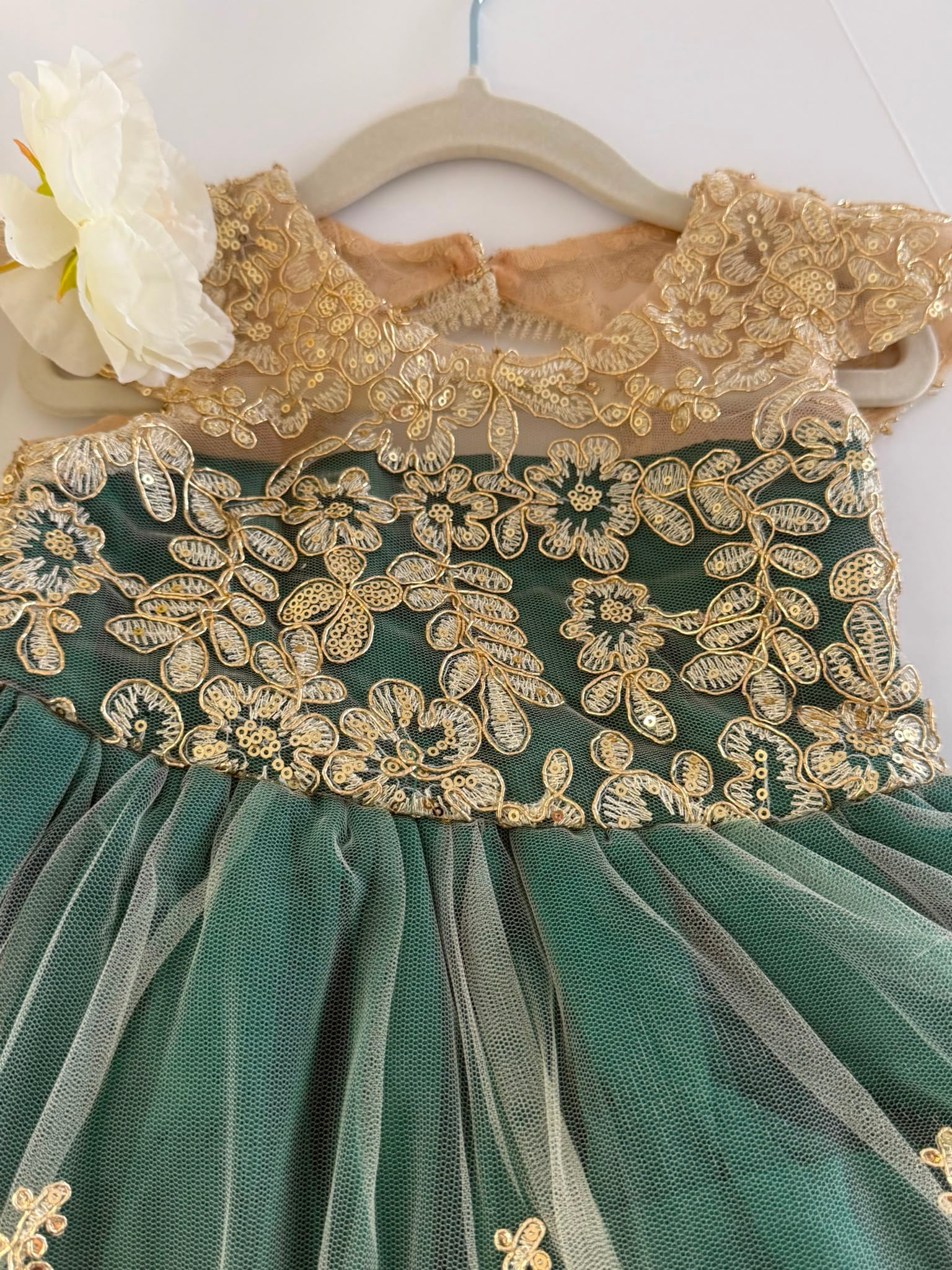Emerald Green Flower Girl Dress for Girls 3–4 Years