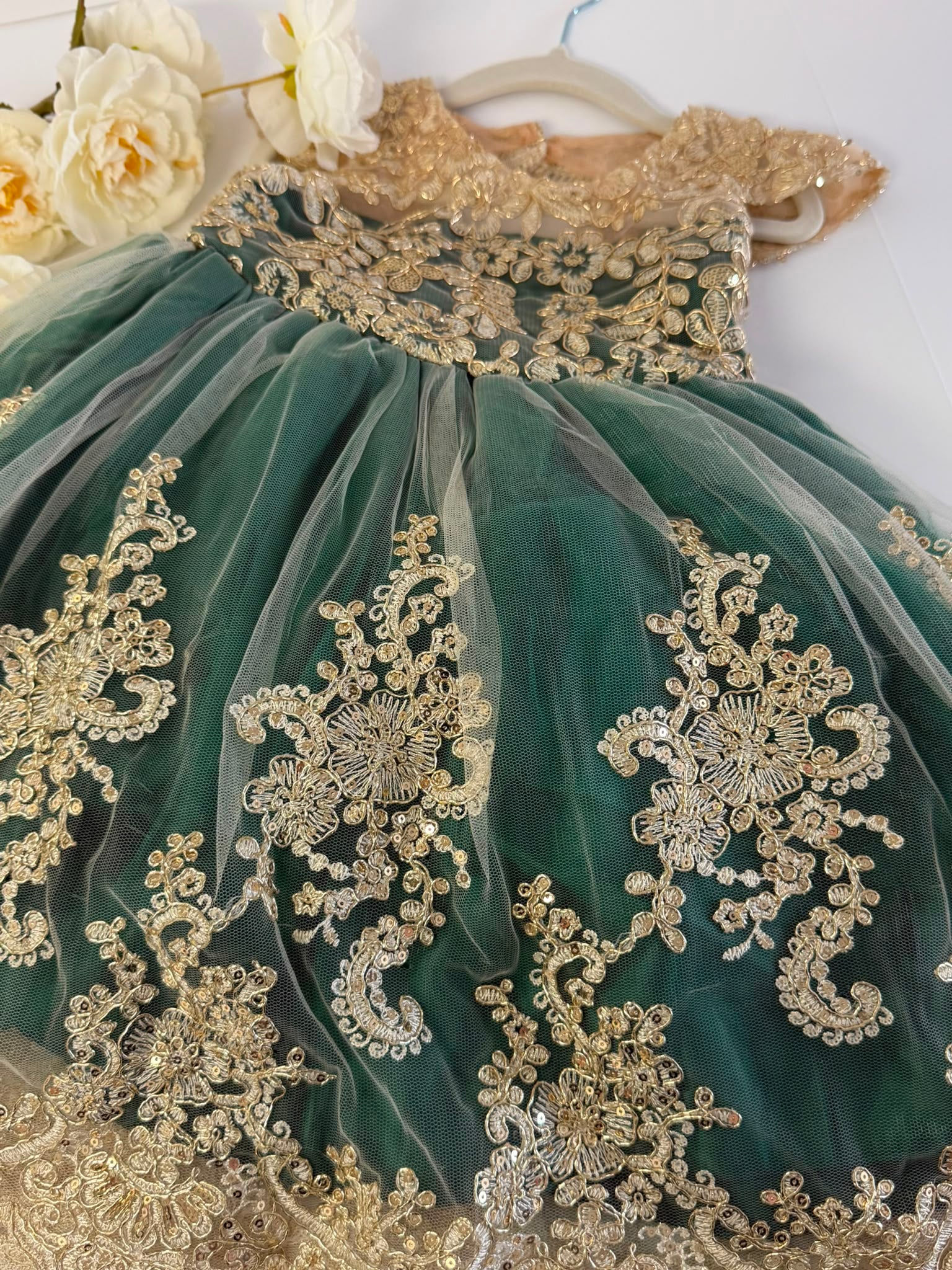 Emerald Green Flower Girl Dress for Girls 3–4 Years