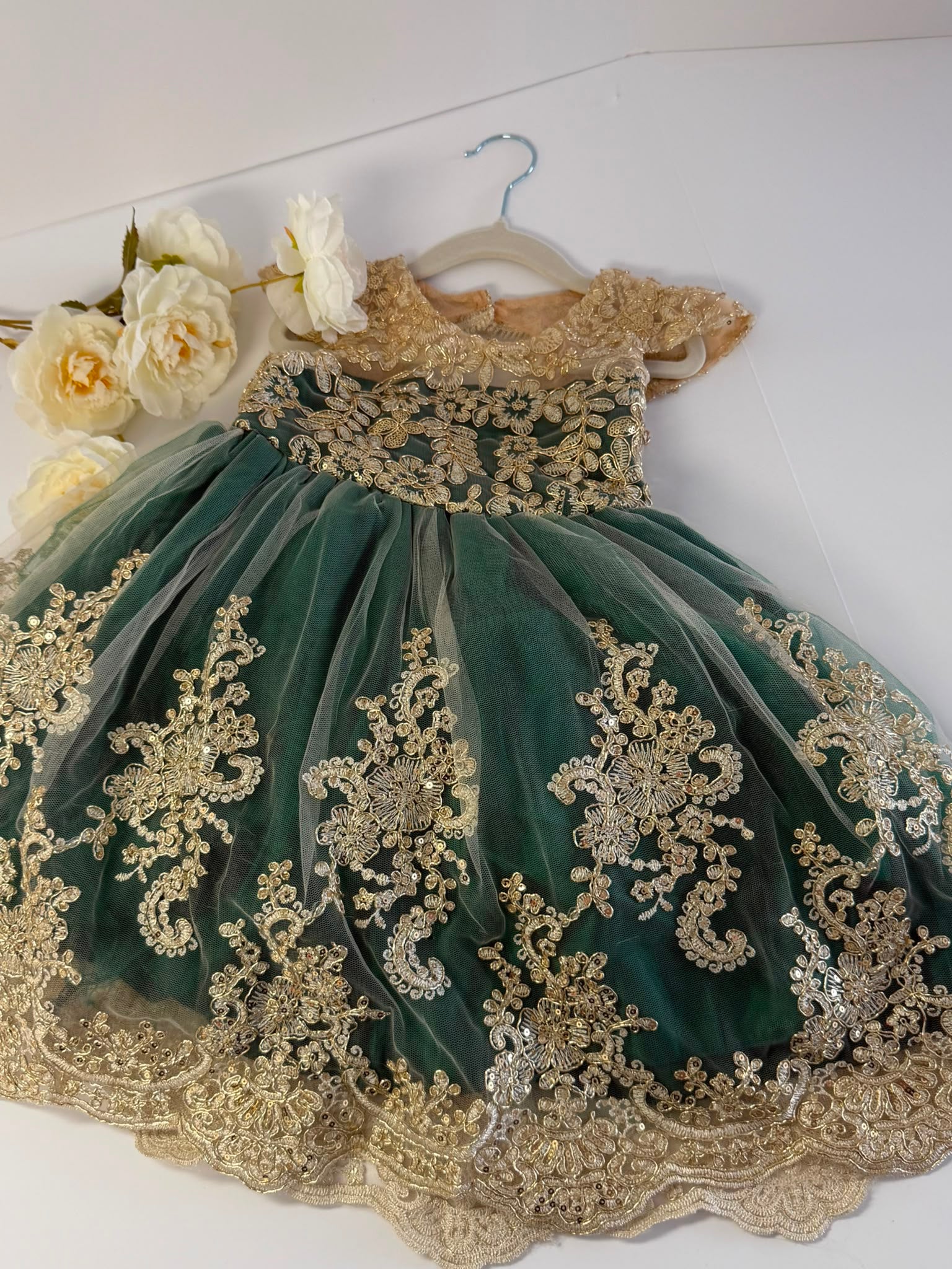Emerald Green Flower Girl Dress for Girls 3–4 Years