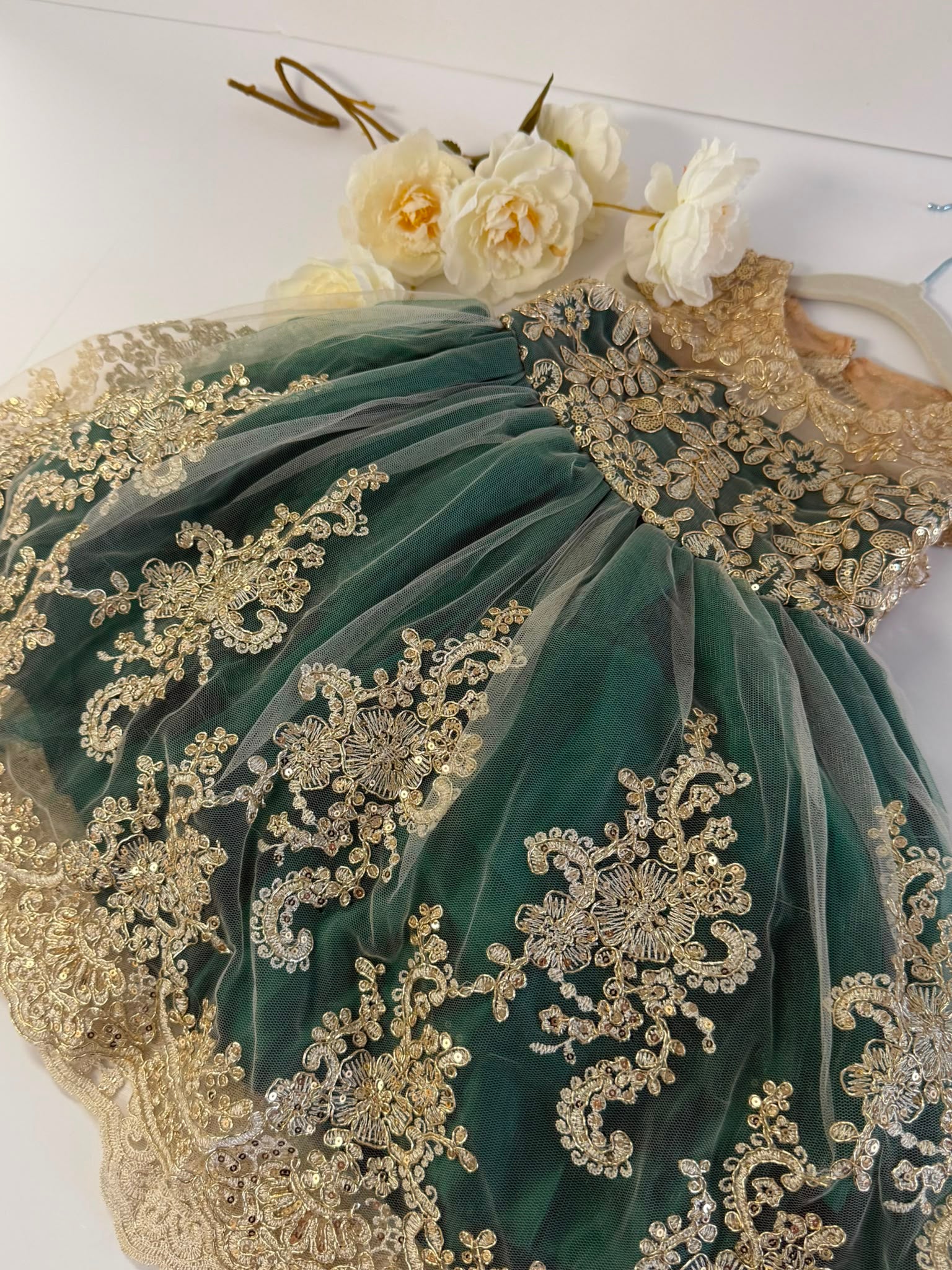 Emerald Green Flower Girl Dress for Girls 3–4 Years