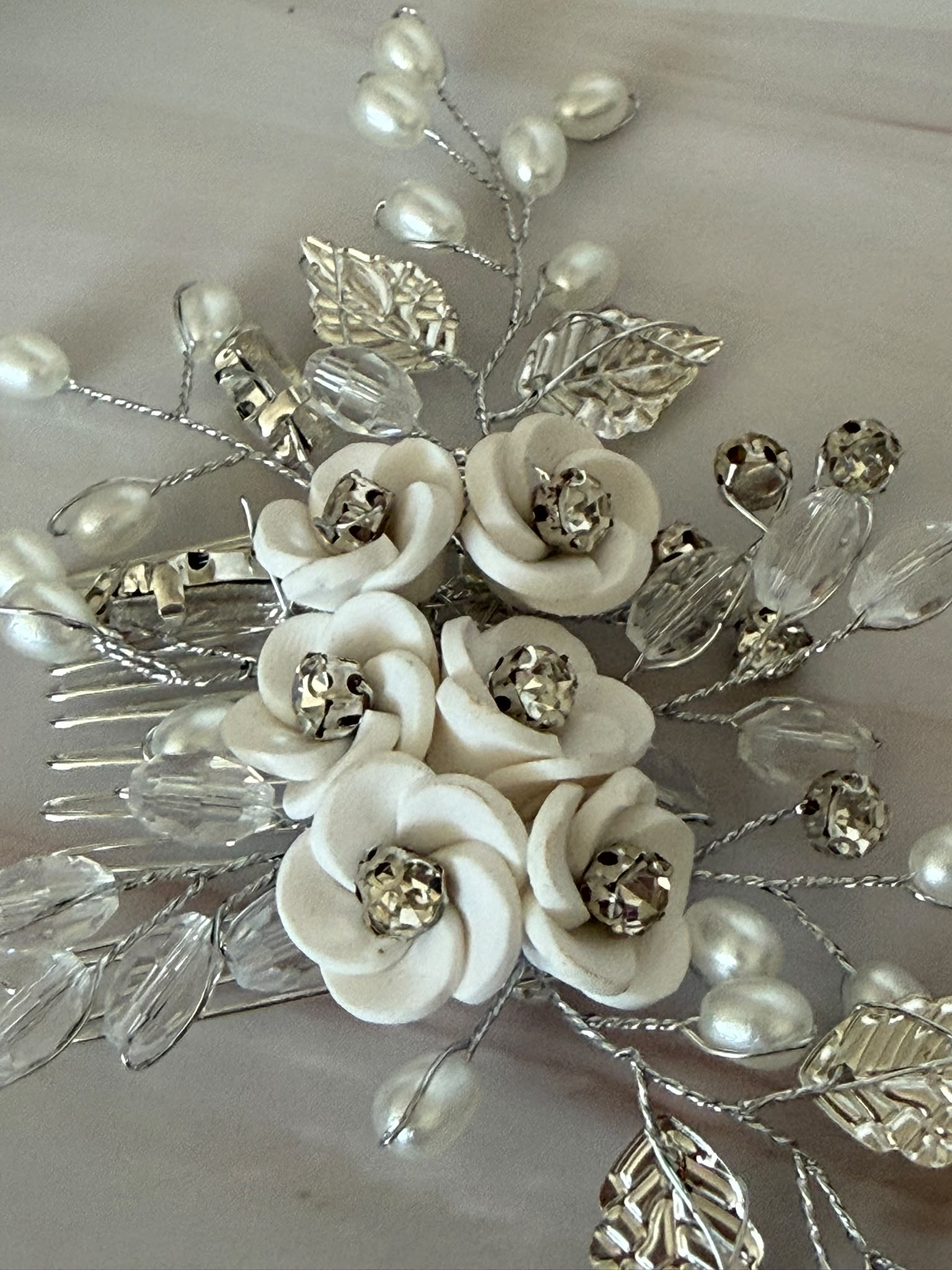 Bridal Hair Comb with Pearls & Crystals
